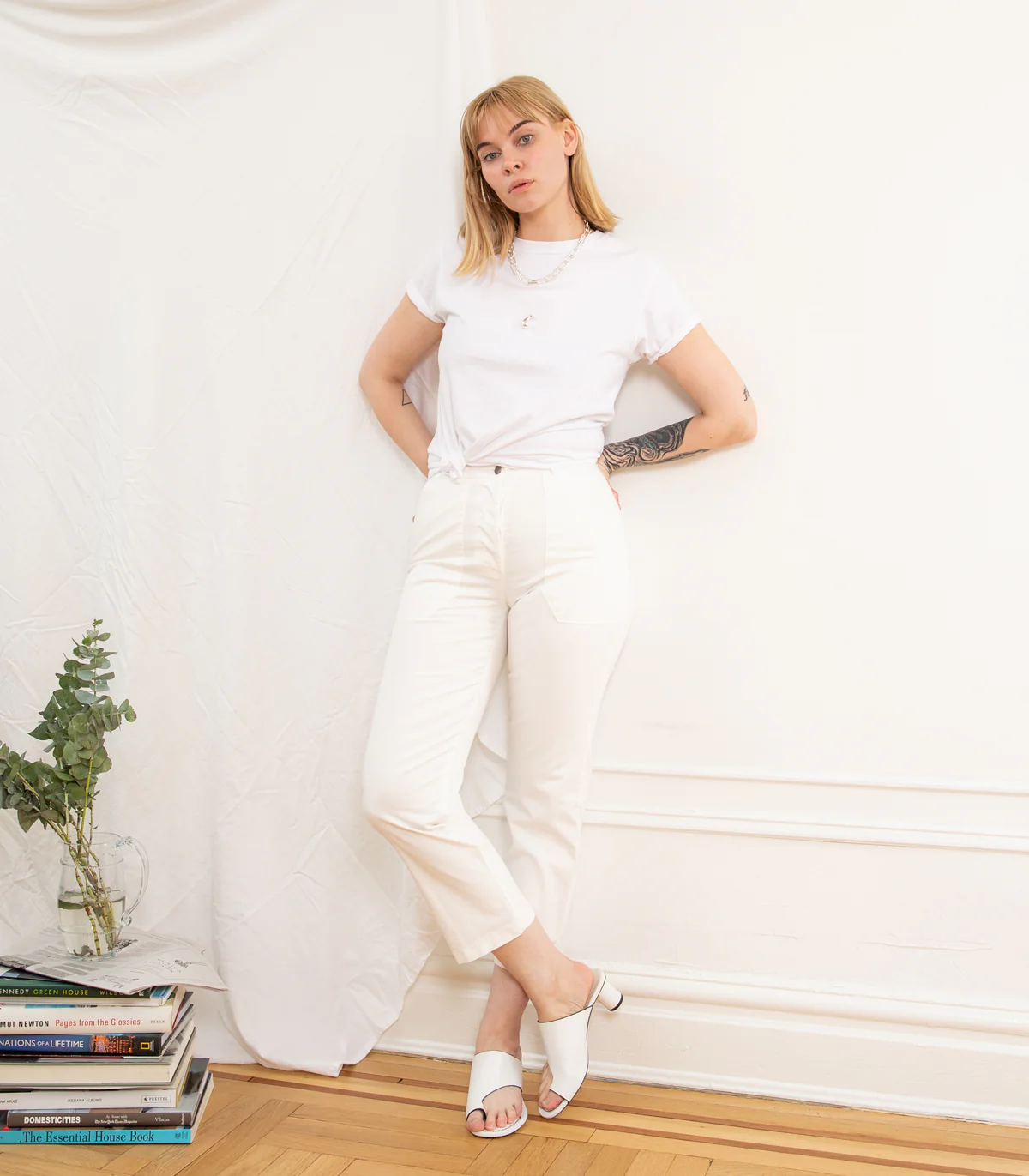 James Straight-Leg Work Pant - White - Image 4