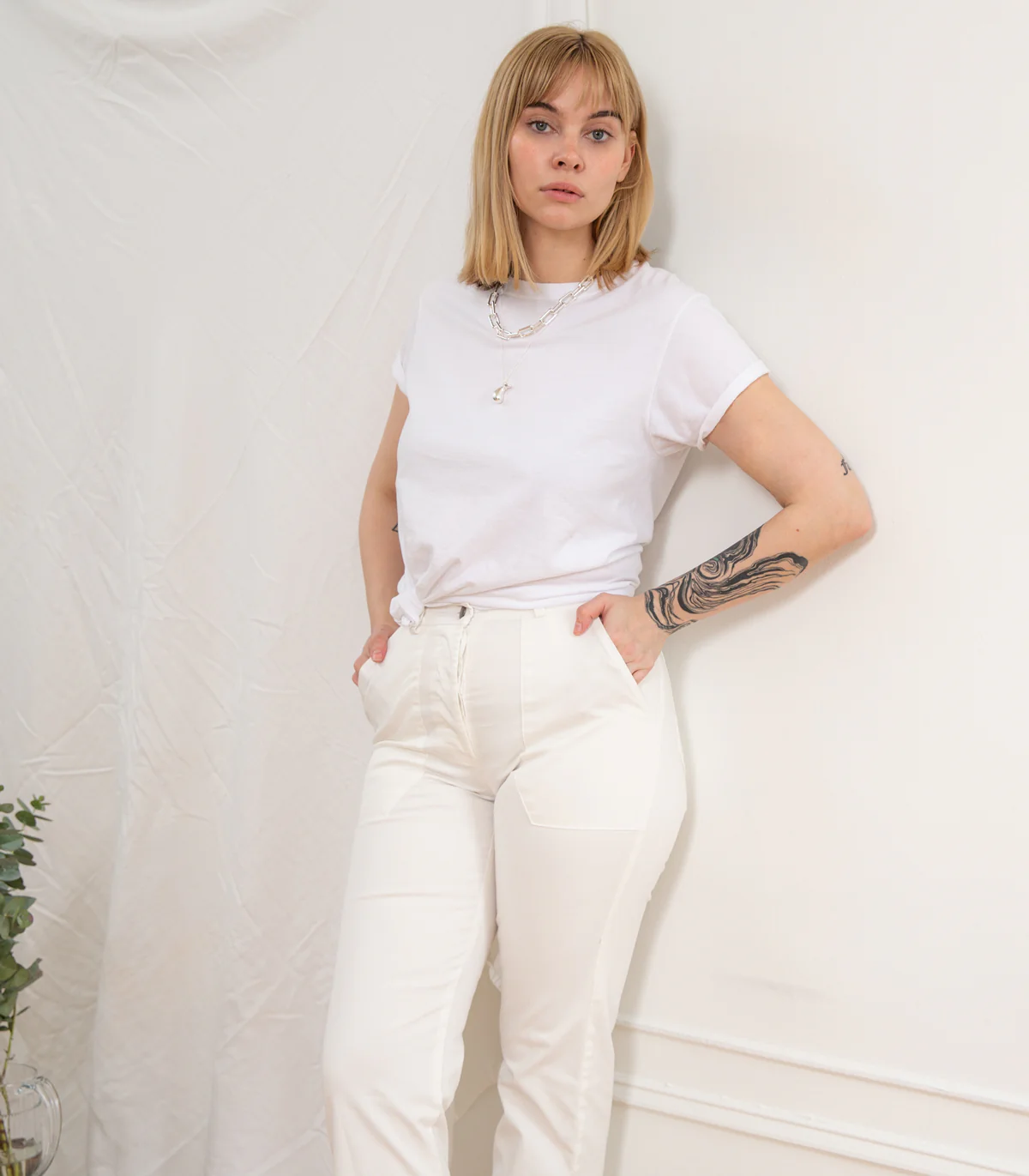 James Straight-Leg Work Pant - White - Image 7