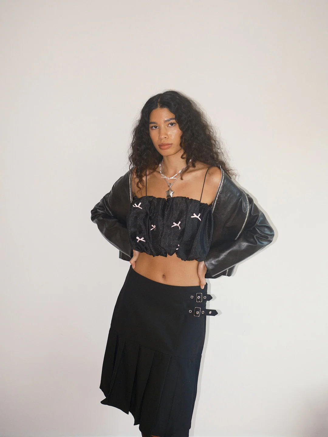 Jemma Bubble Top - Black Pink Bow - Image 4