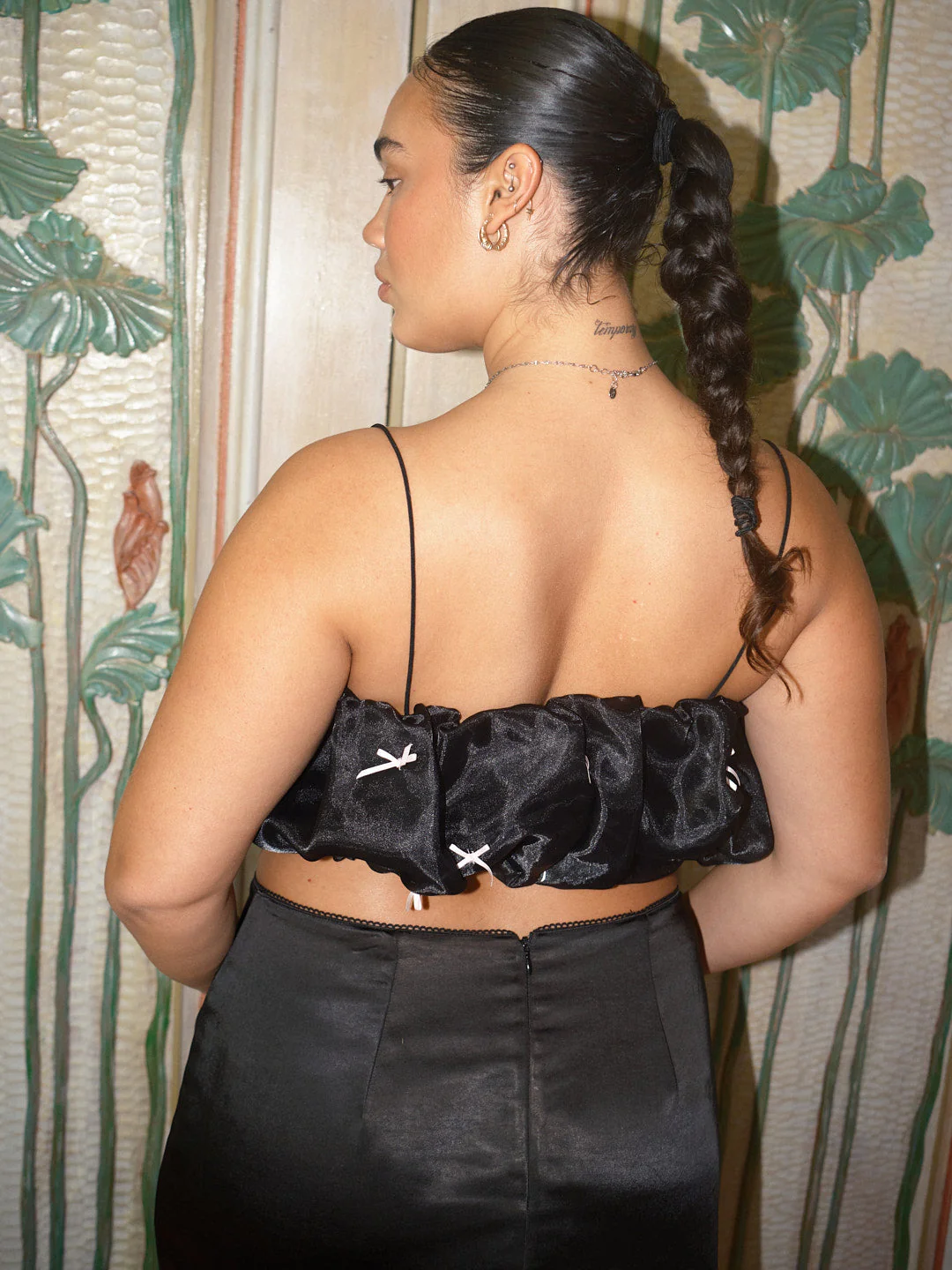 Jemma Bubble Top - Black Pink Bow - Image 9