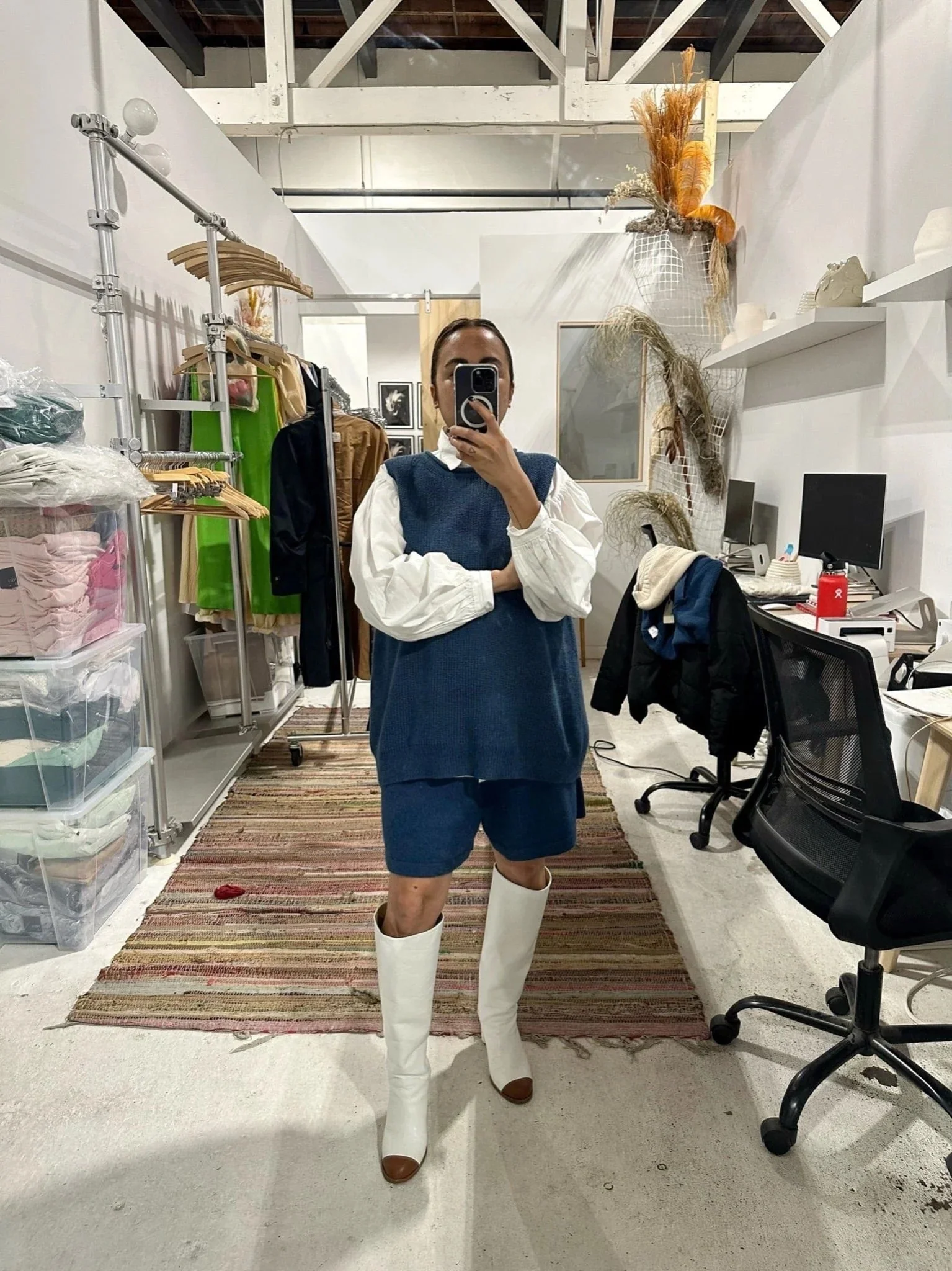 John Knit Shorts - Denim Blue - Image 2