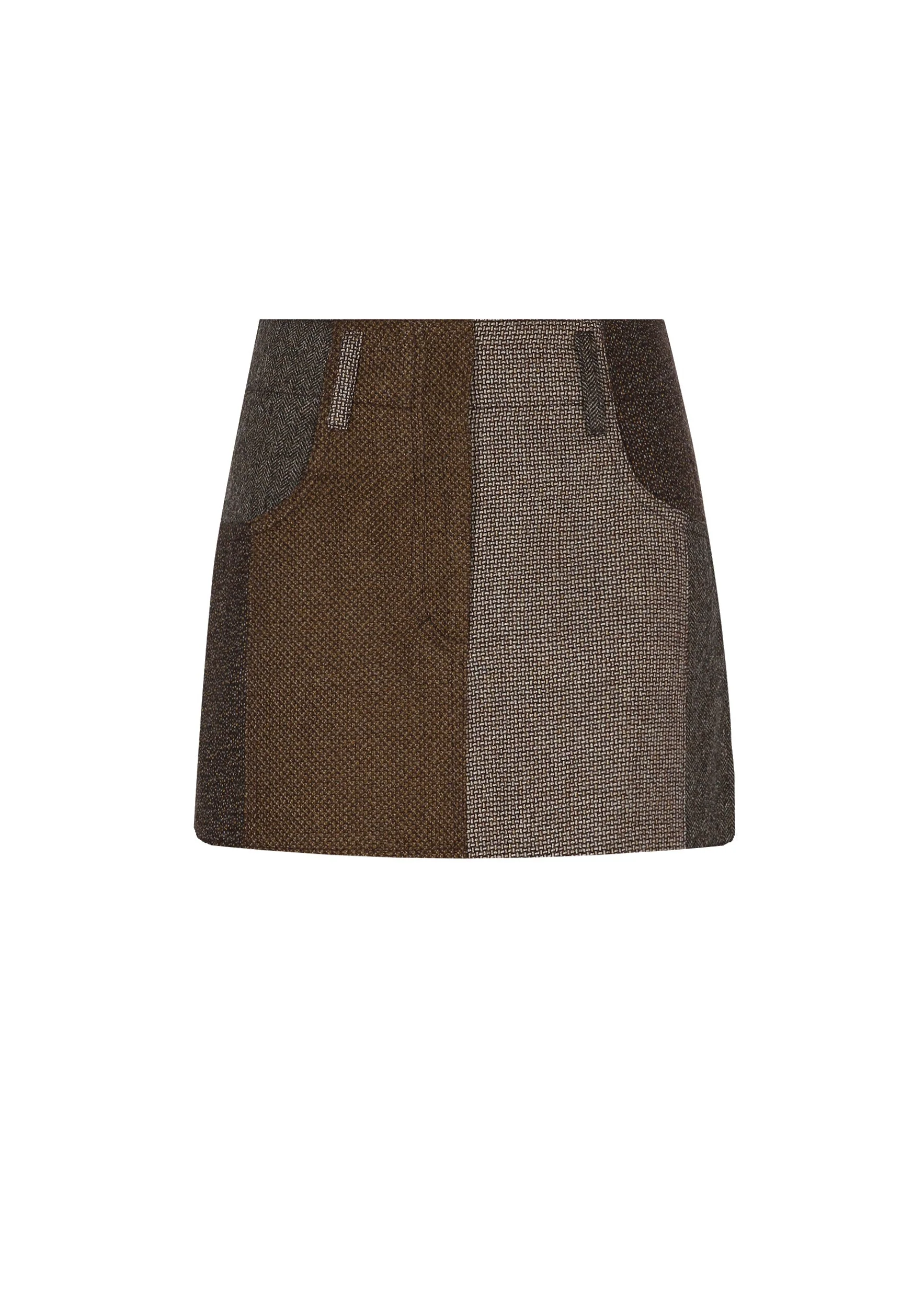 Juana Mini Skirt - Brown Patchwork