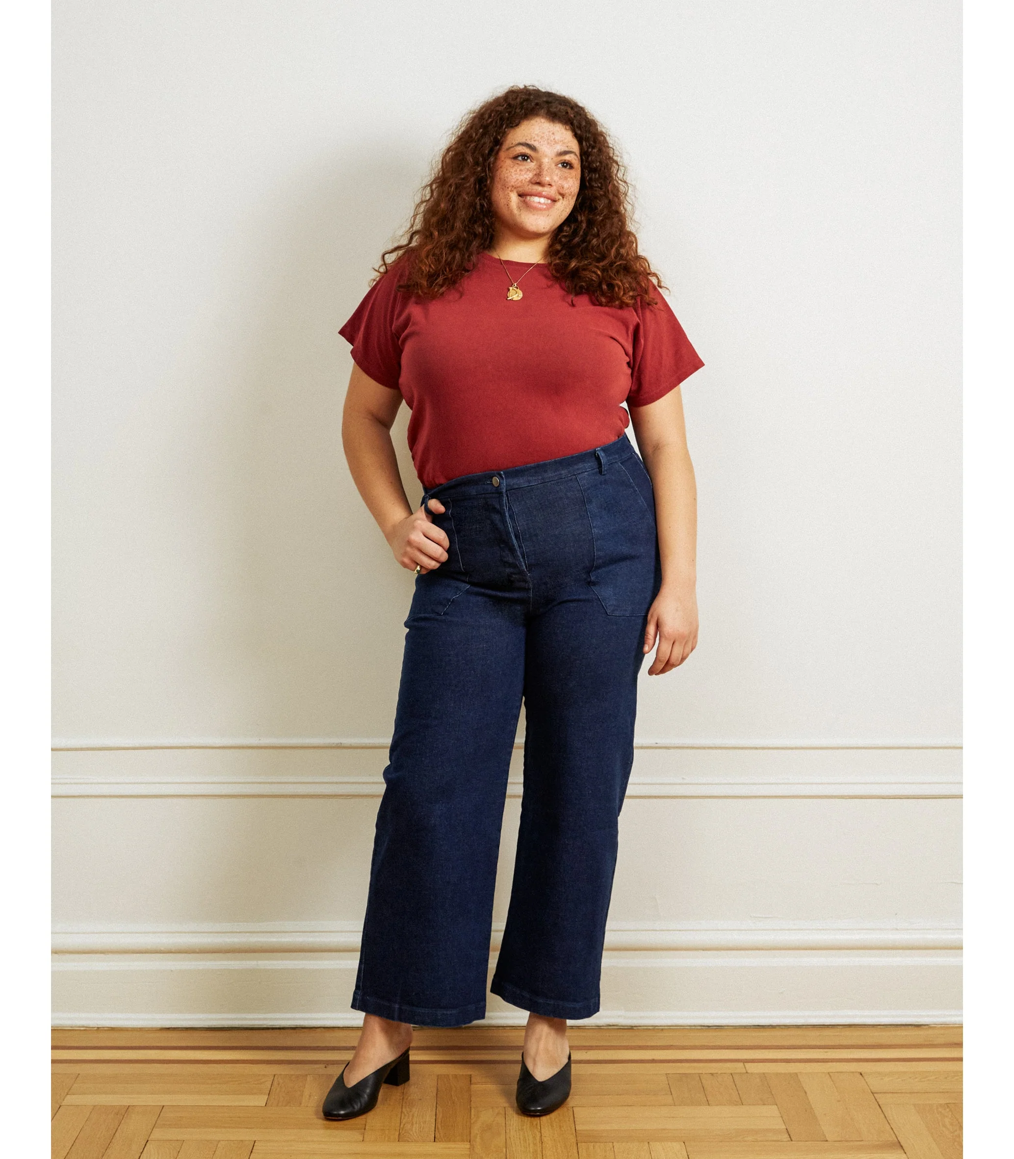 Kate Wide Leg Ankle Jeans - Dark Indigo