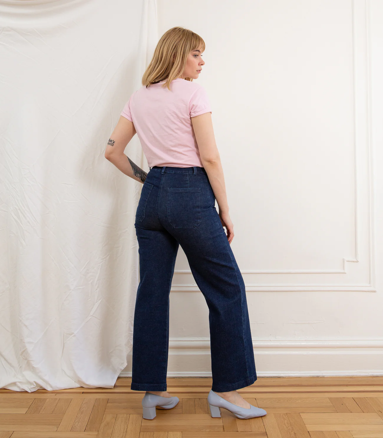 Kate Wide Leg Ankle Jeans - Dark Indigo - Image 6