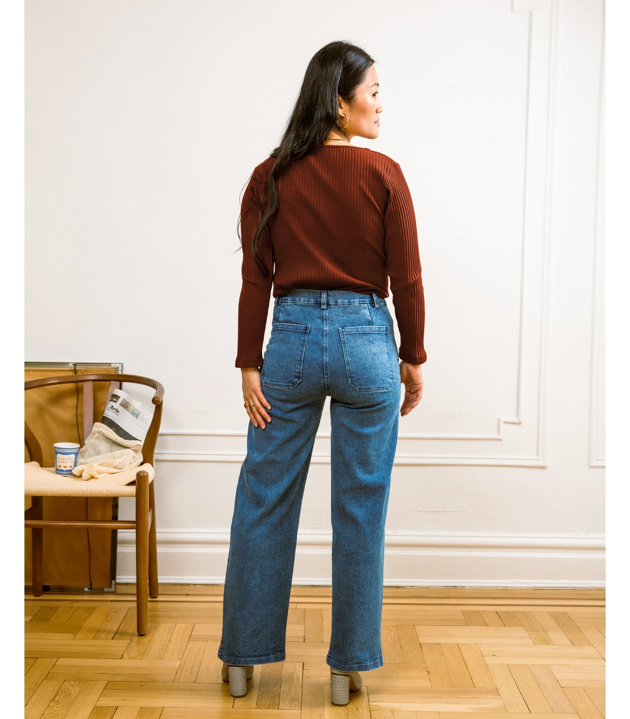 Kate Wide Leg Ankle Jeans - Washed Indigo - Image 2