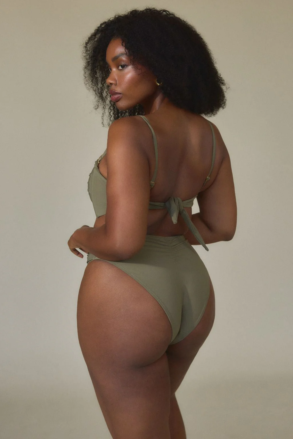 Khaki Tori Ties Bandeau Bikini Top - Image 10