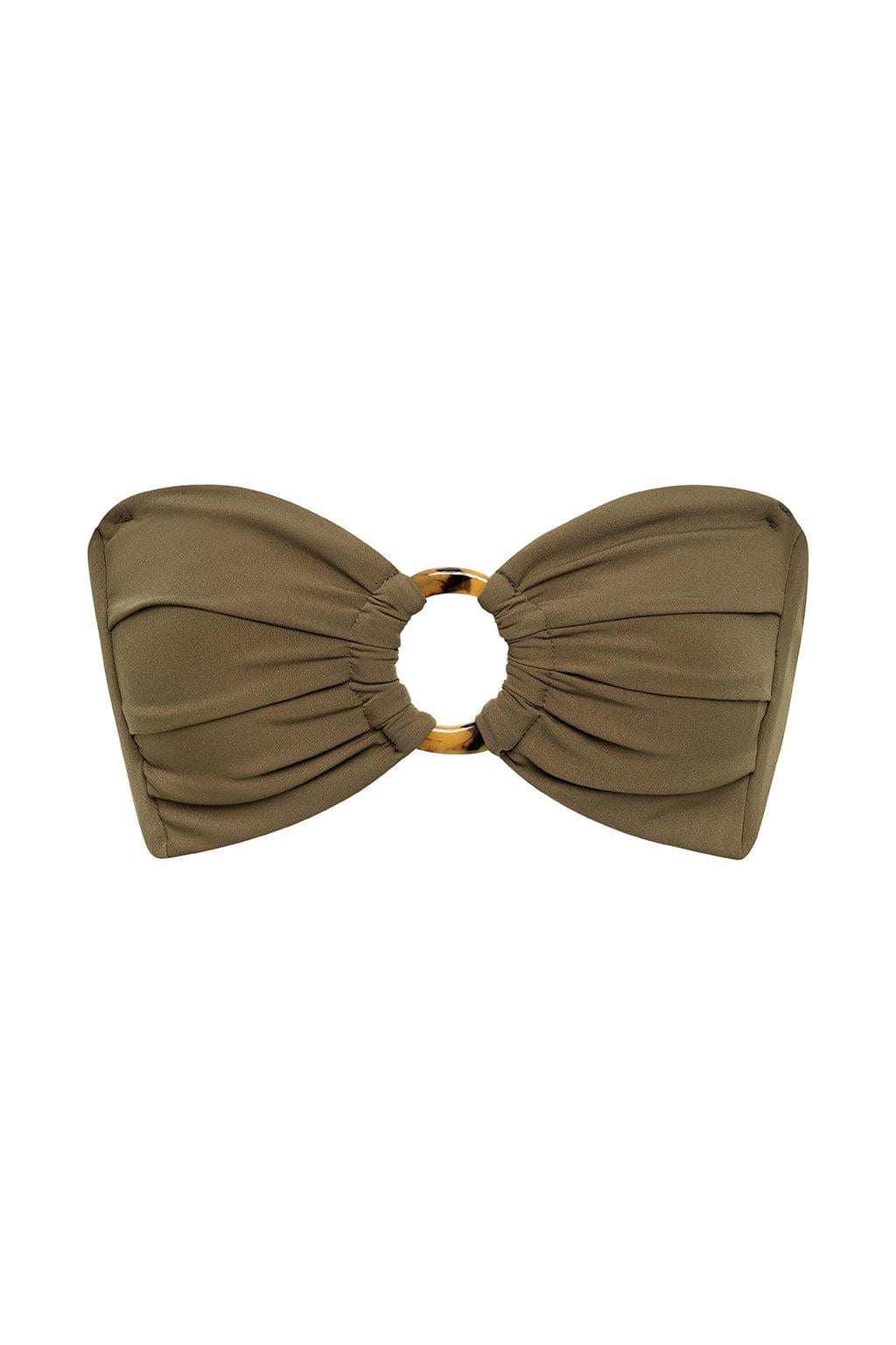 Khaki Tori Ties Bandeau Bikini Top - Image 2
