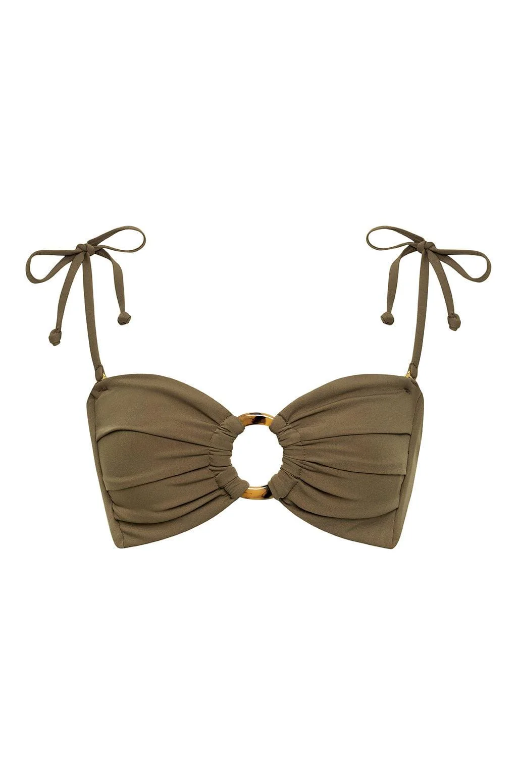 Khaki Tori Ties Bandeau Bikini Top - Image 5