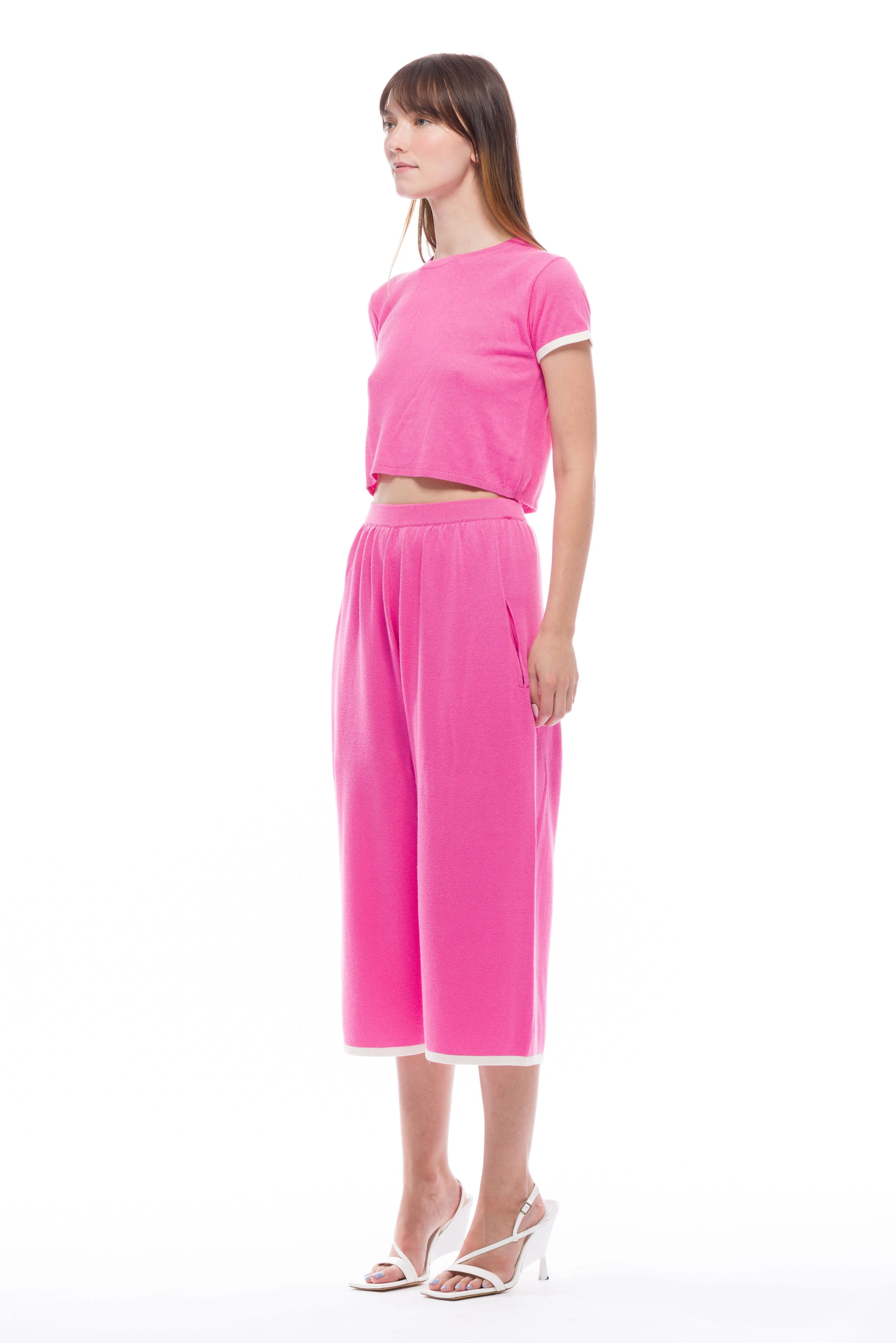 Kira Knit Long Shorts - Fuchsia - Image 5