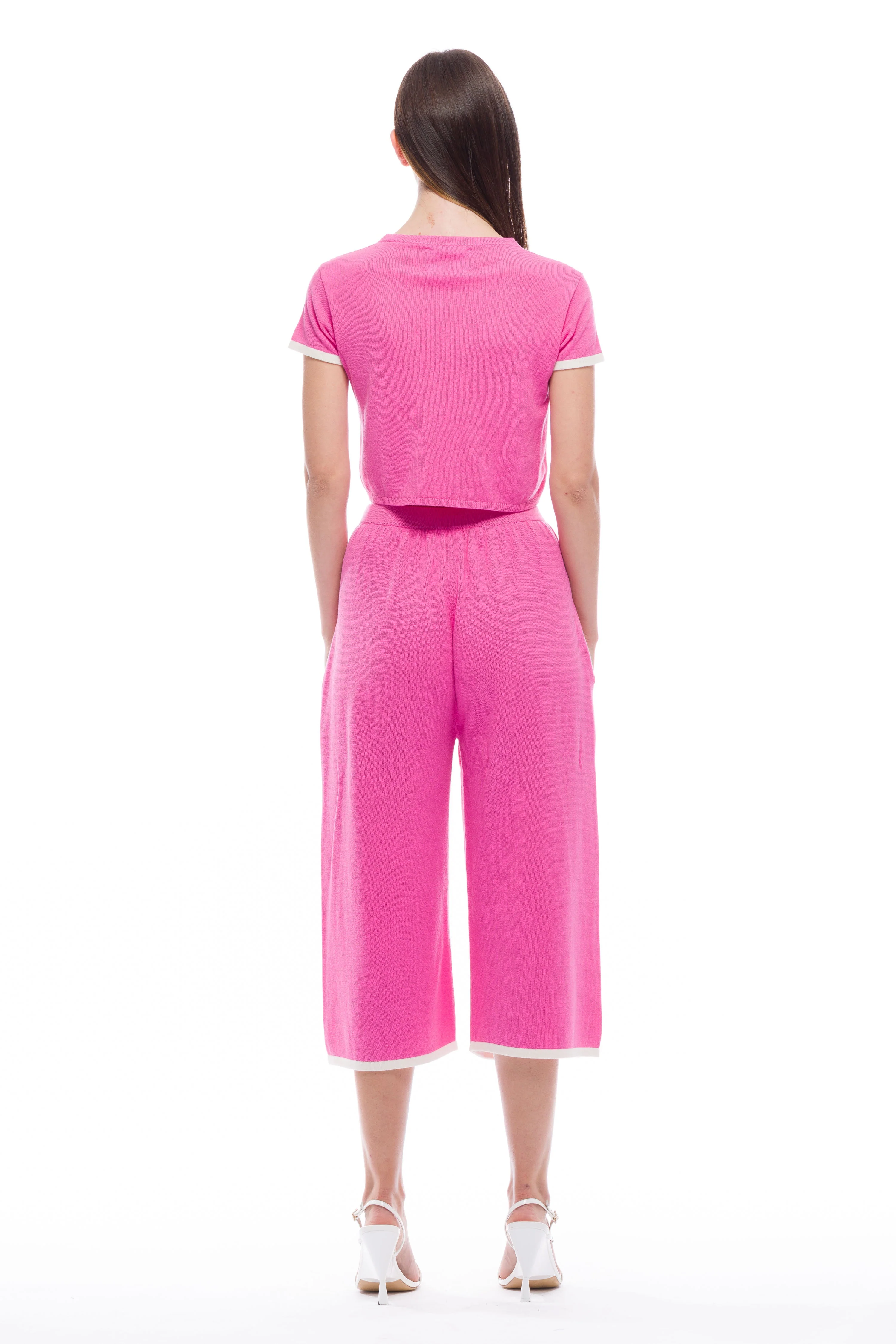 Kira Knit Long Shorts - Fuchsia - Image 6