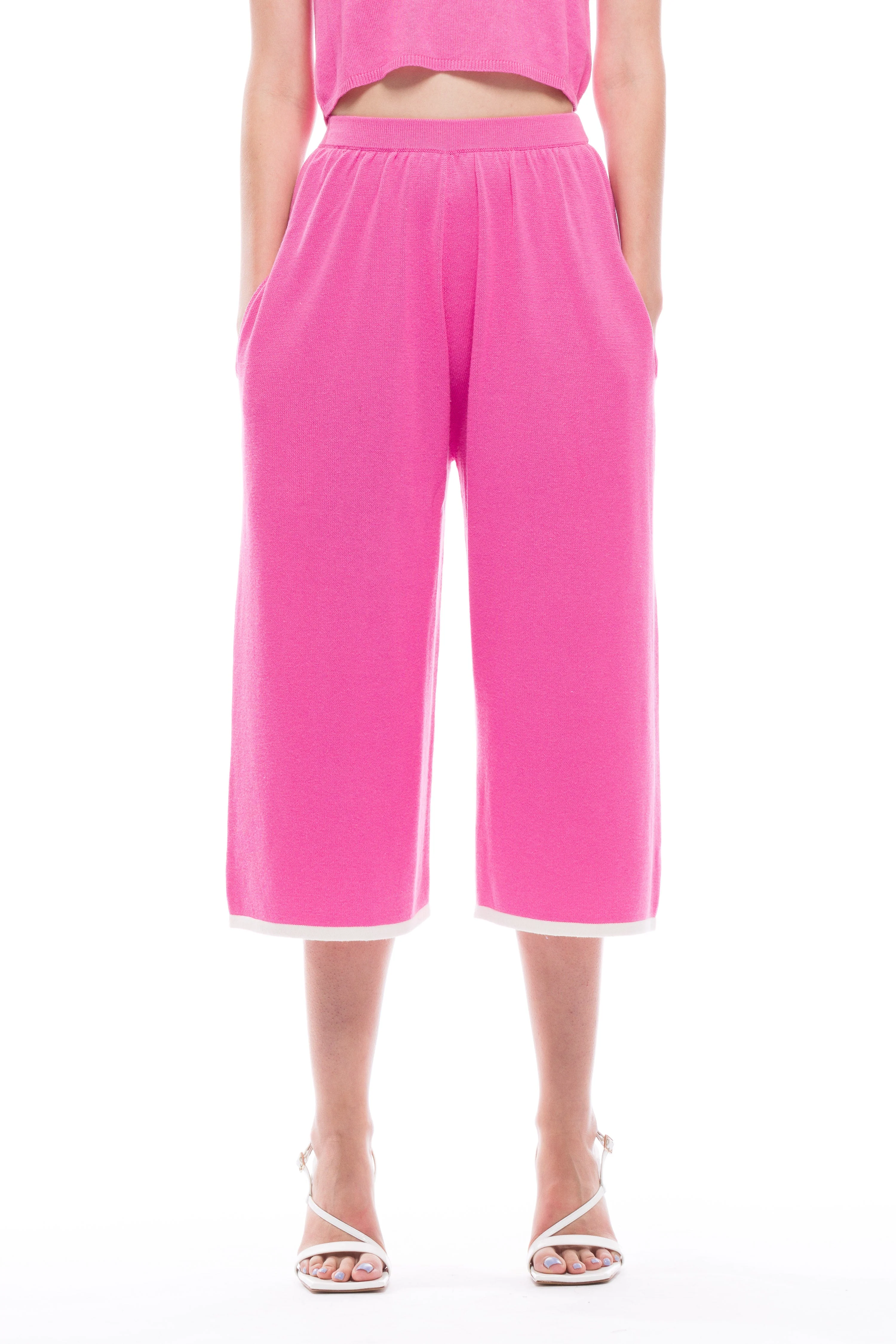 Kira Knit Long Shorts - Fuchsia - Image 7