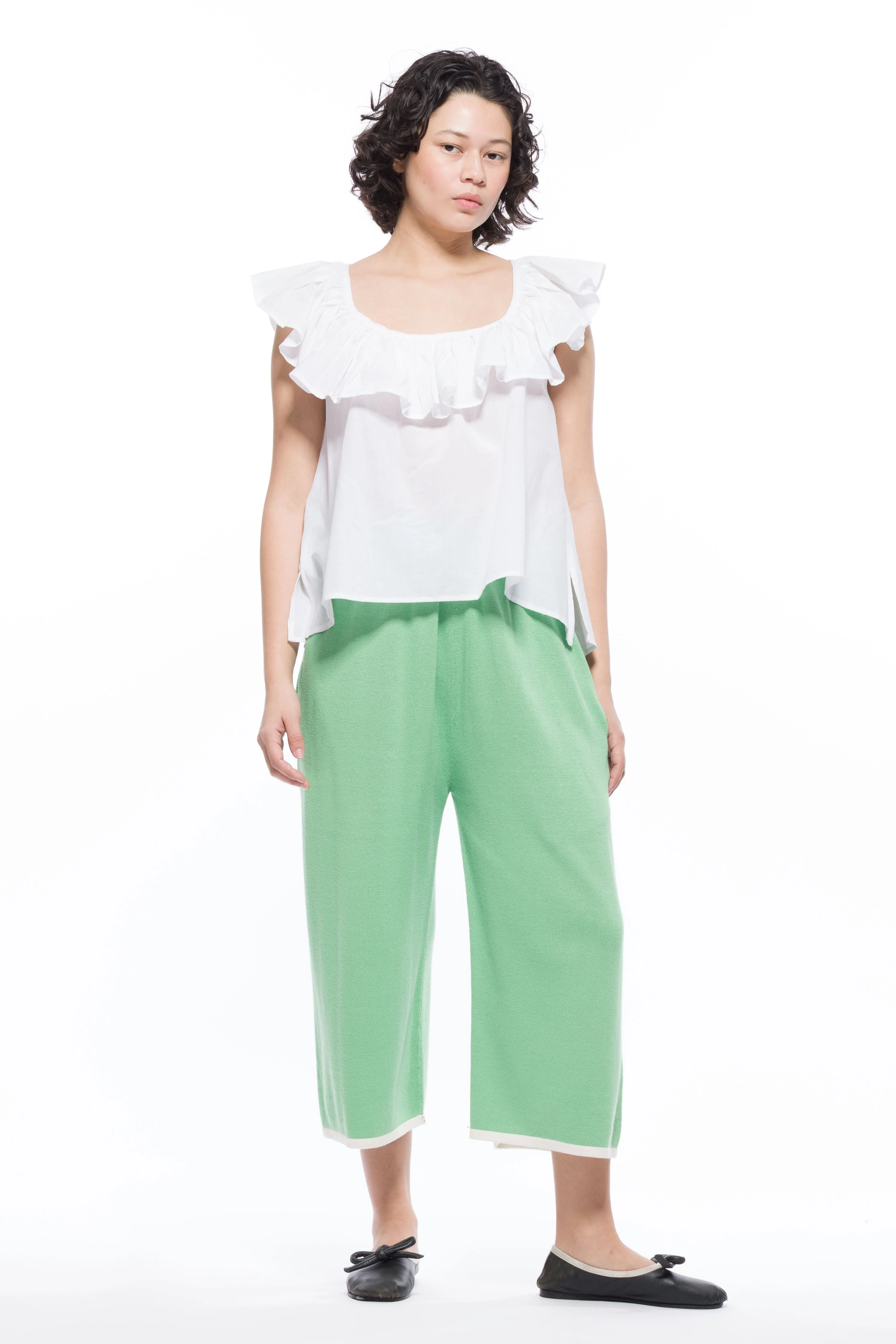 Kira Knit Long Shorts - Sage - Image 4