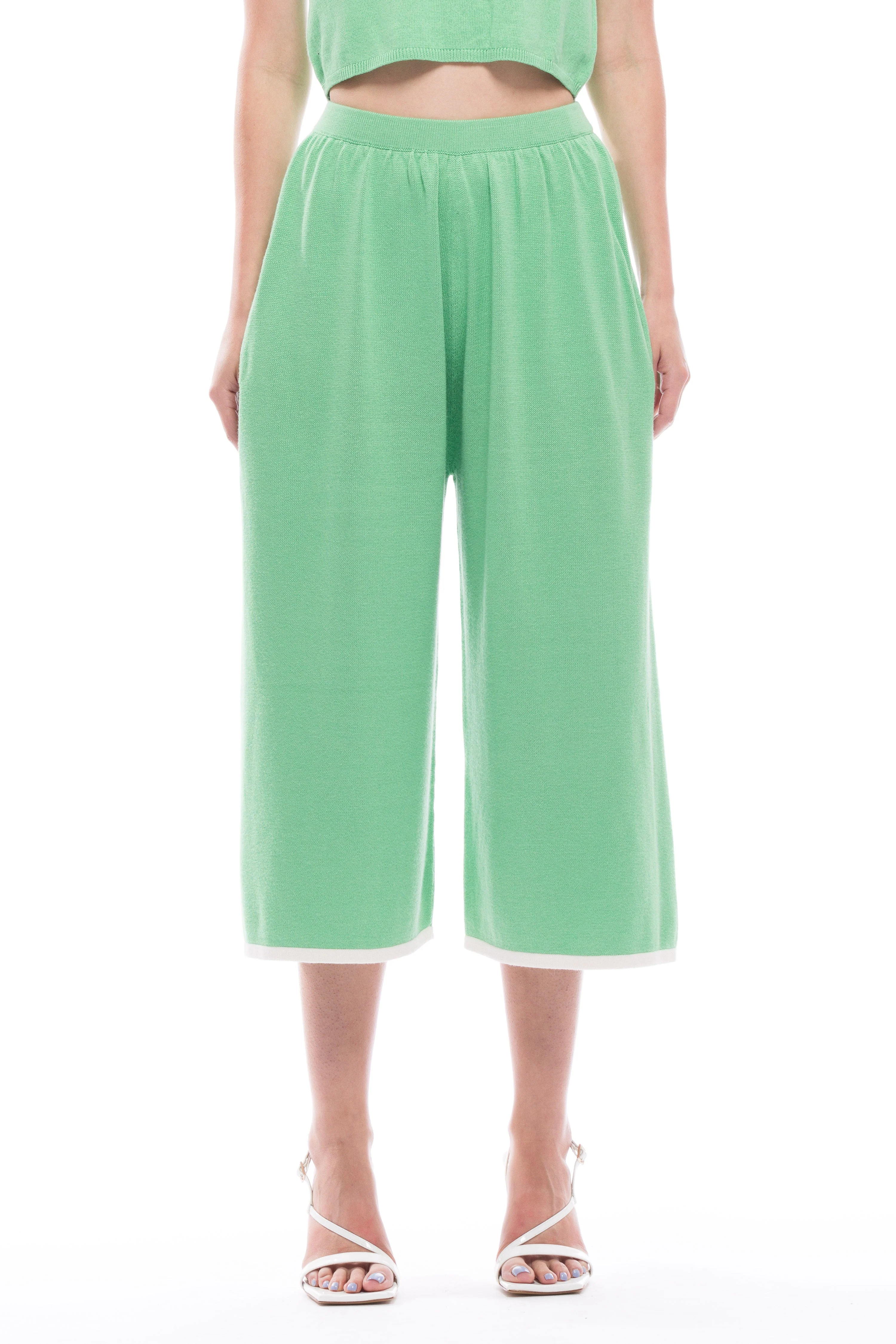 Kira Knit Long Shorts - Sage - Image 5