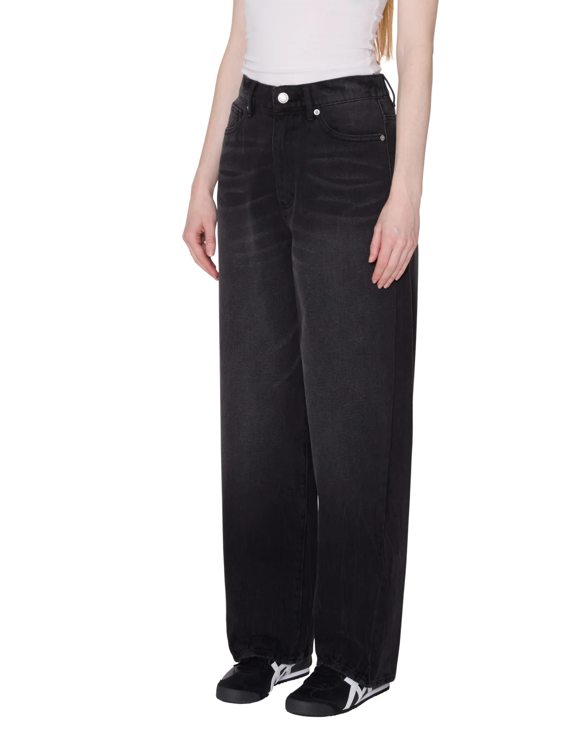 Leah III Baggy Denim Pants - Black - Image 2