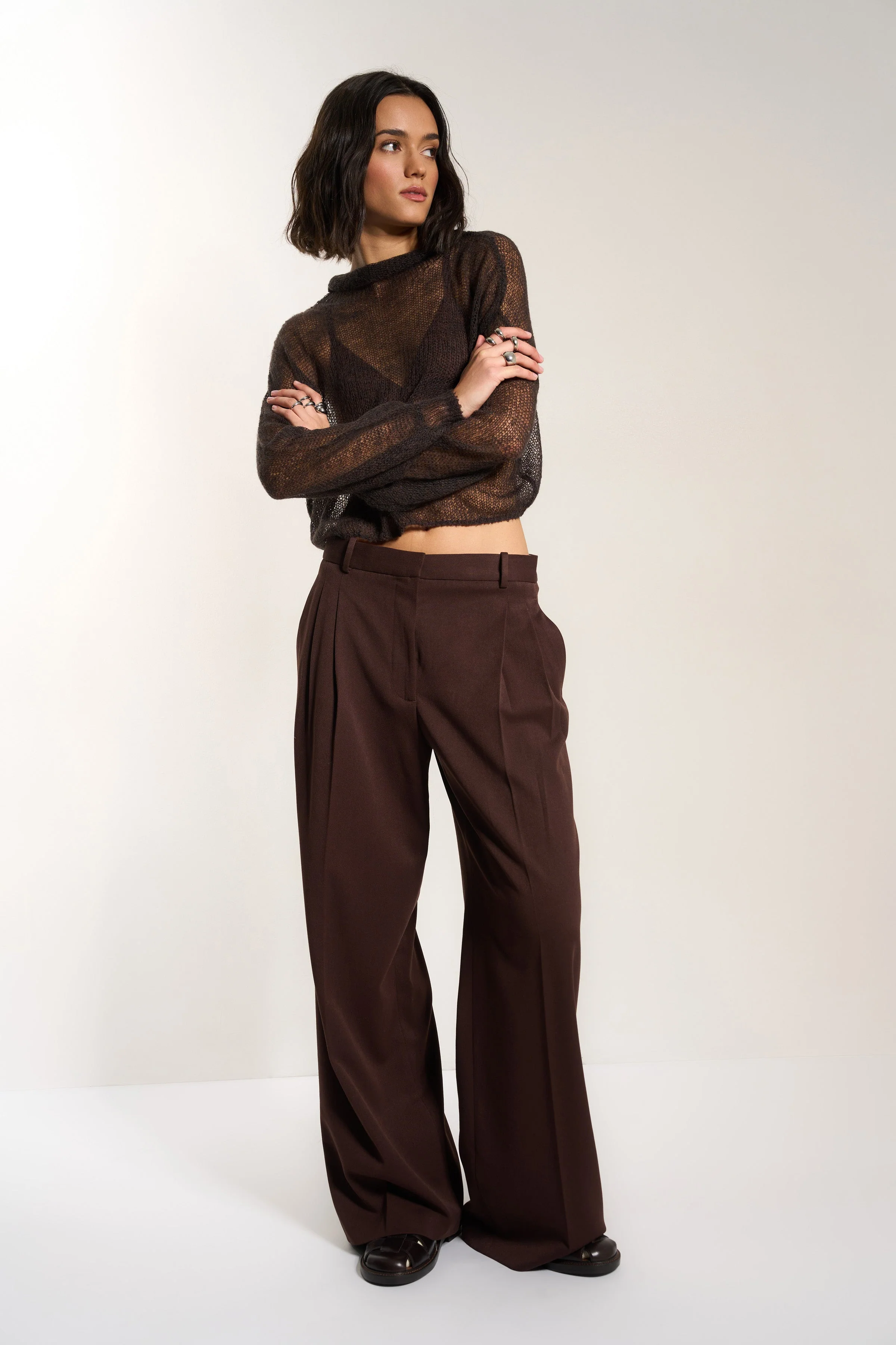 Lina Sheer Pullover - Chocolate Brown - Image 3