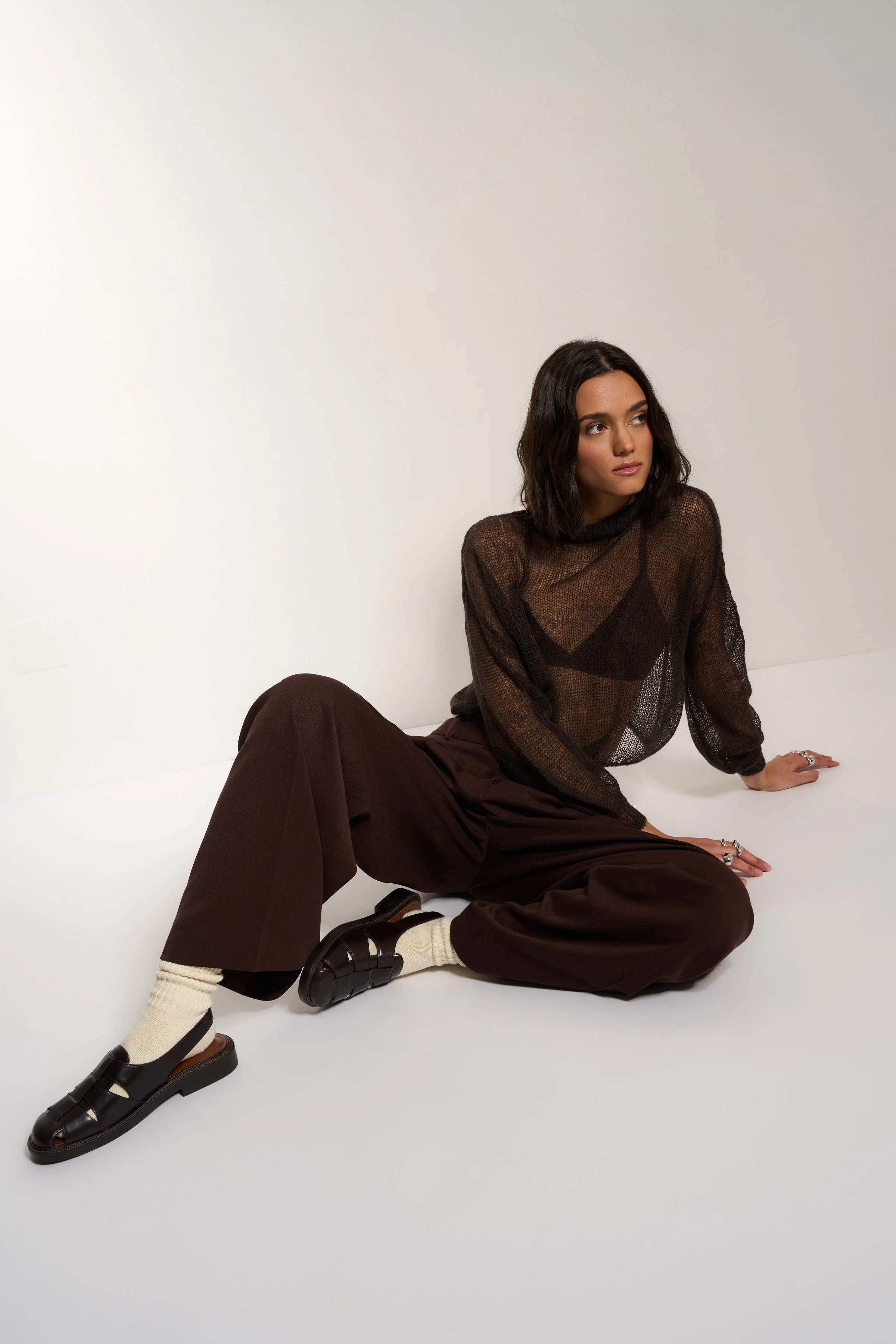 Lina Sheer Pullover - Chocolate Brown - Image 4