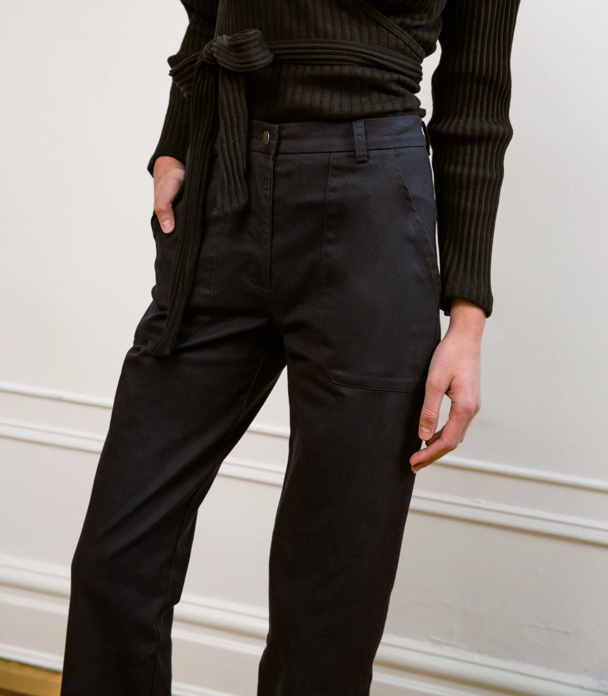Long James Straight-Leg Work Pant - Black - Image 9