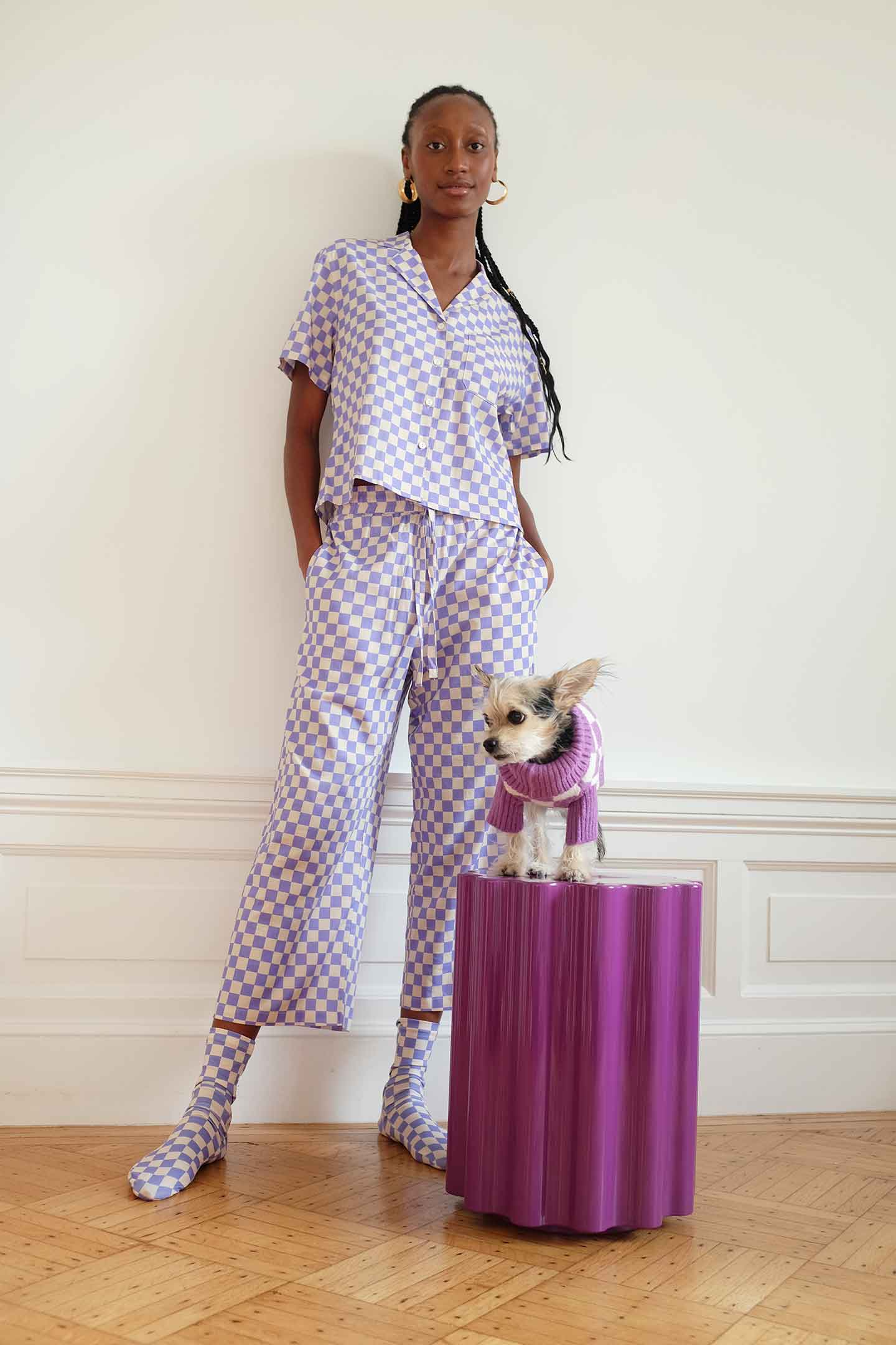 Lounge Pants - Lilac Check - Image 9