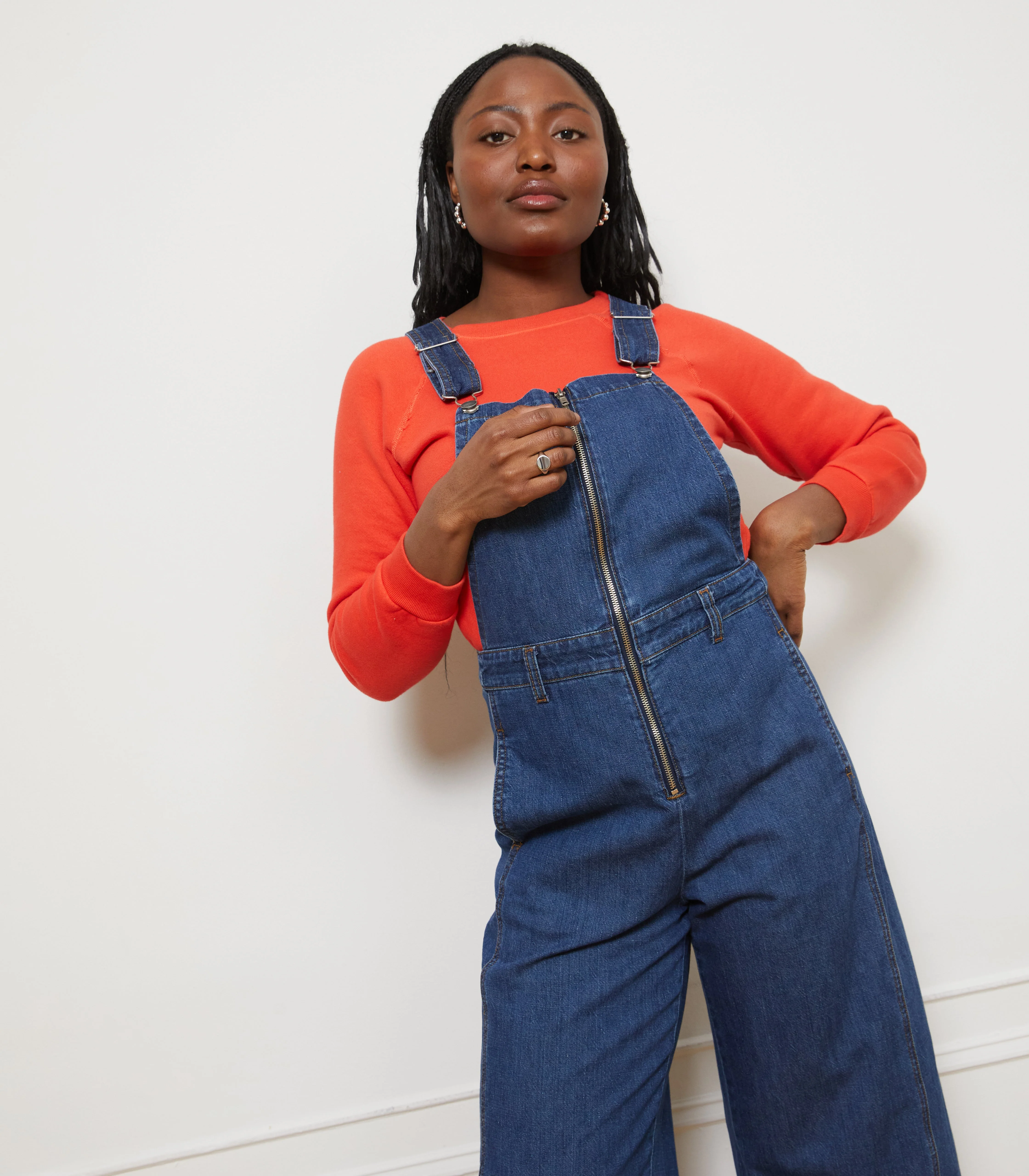 Madelyn Zip Front Overalls - Indigo - Image 7