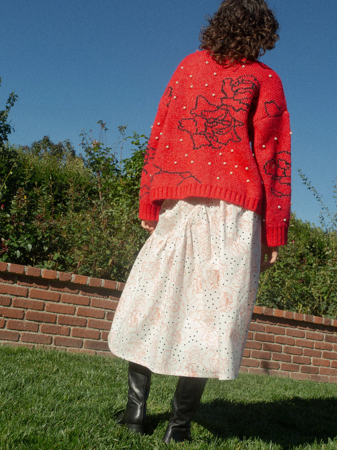 Maeve Midi Skirt - Rose Dot White - Image 3