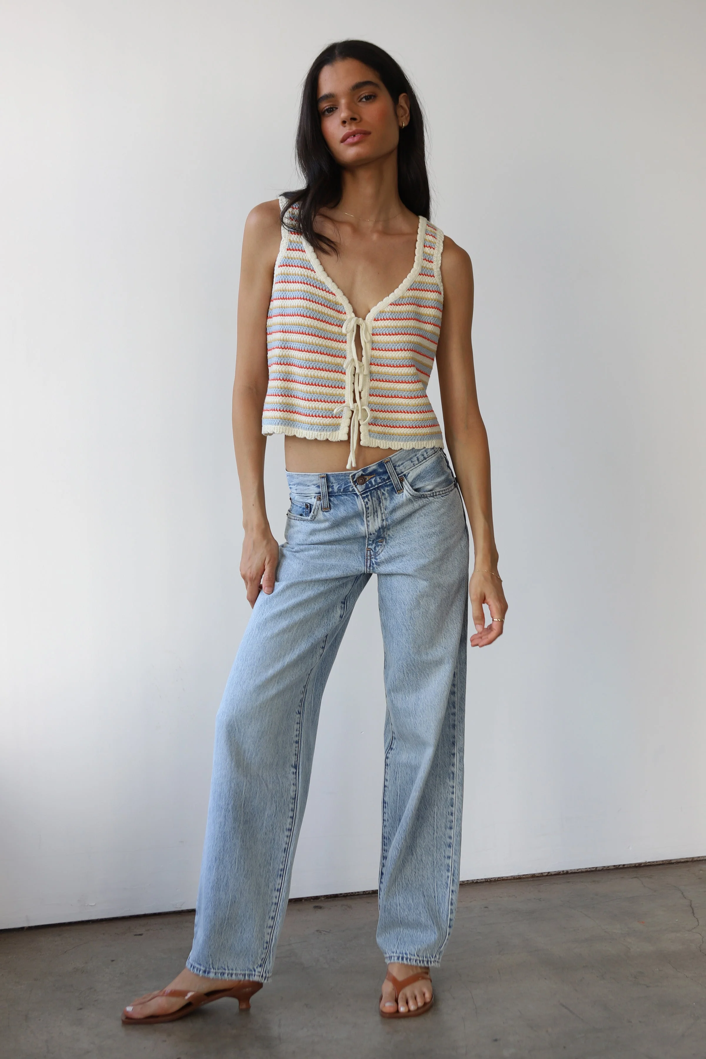Mai Crochet Tie Tank - Creme