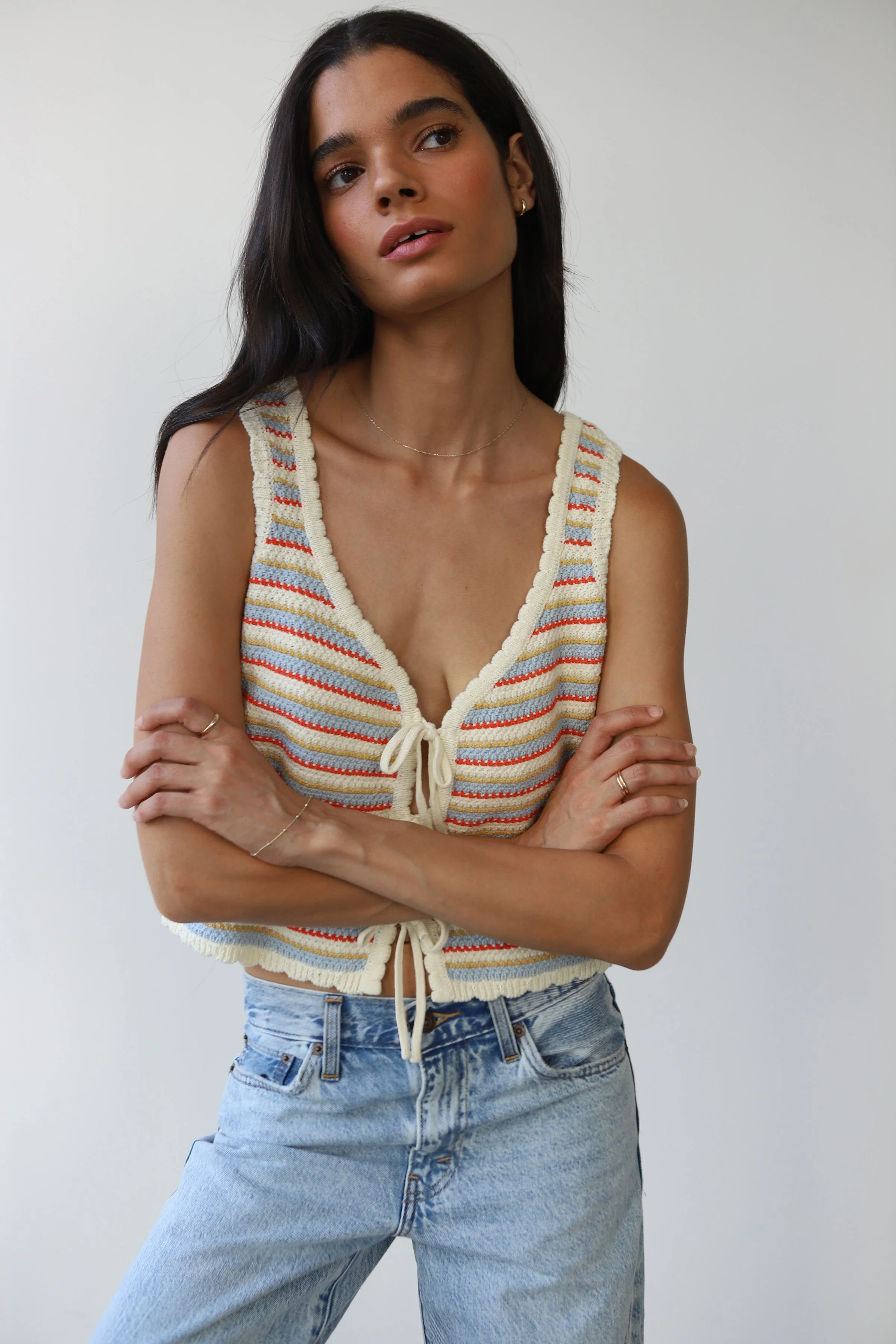 Mai Crochet Tie Tank - Creme - Image 3