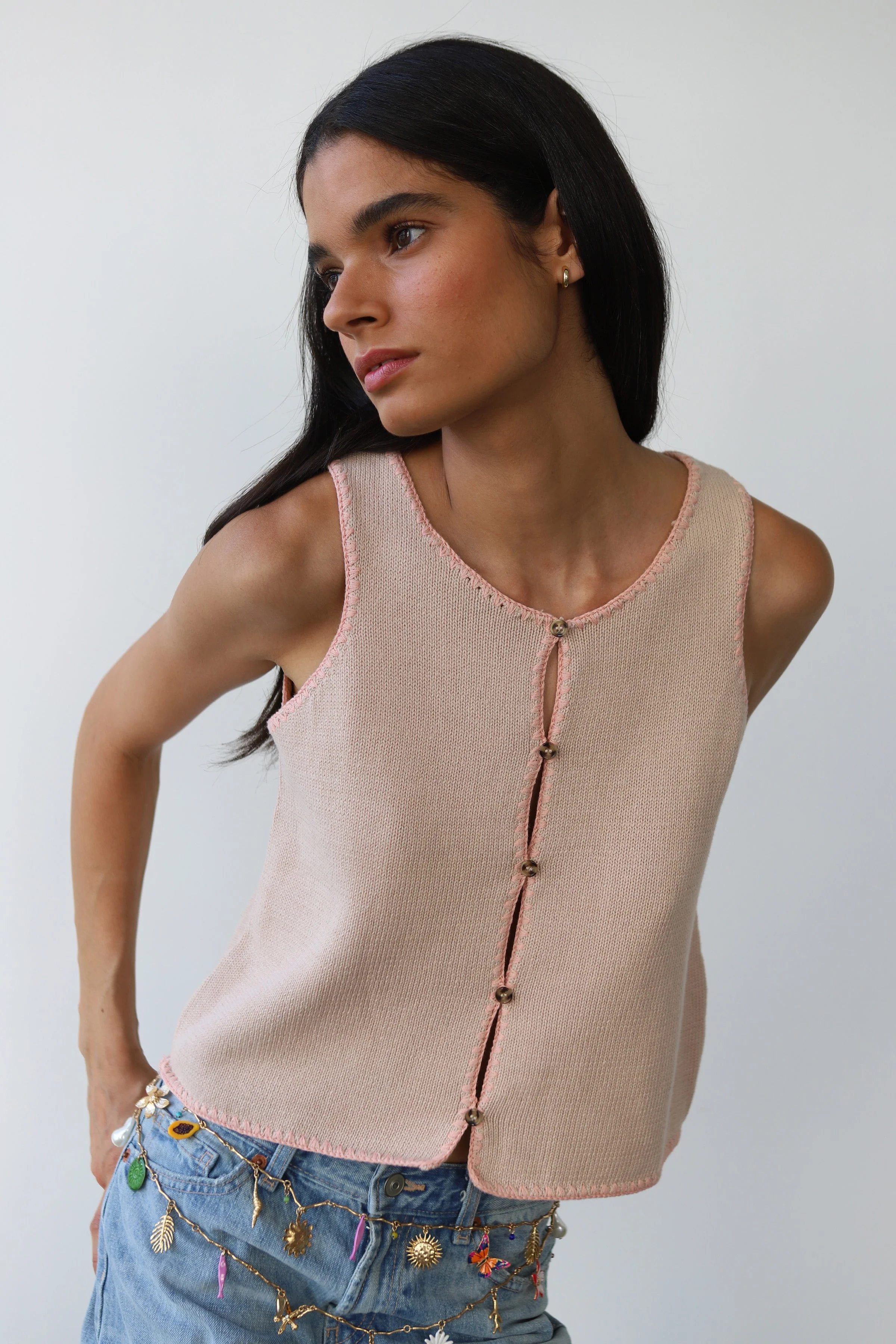 Mala Stitch Tank - Lychee - Image 2