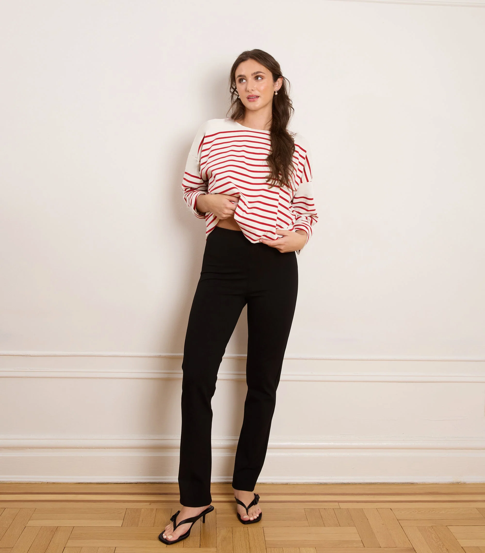 Marianne Oversized Breton Tee - Red Stripe - Image 3
