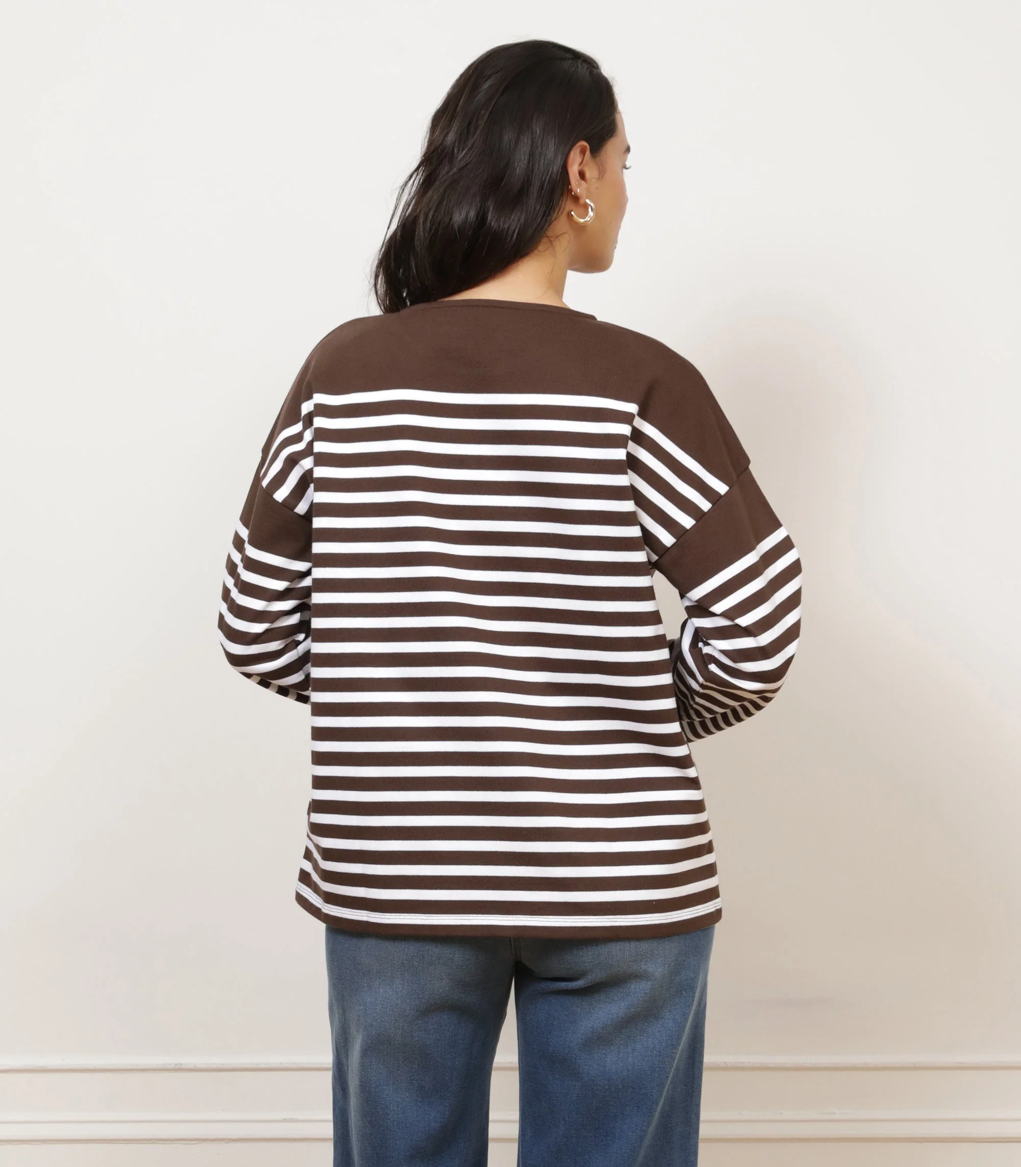 Marianne Stripe Breton Tee - Brown - Image 2
