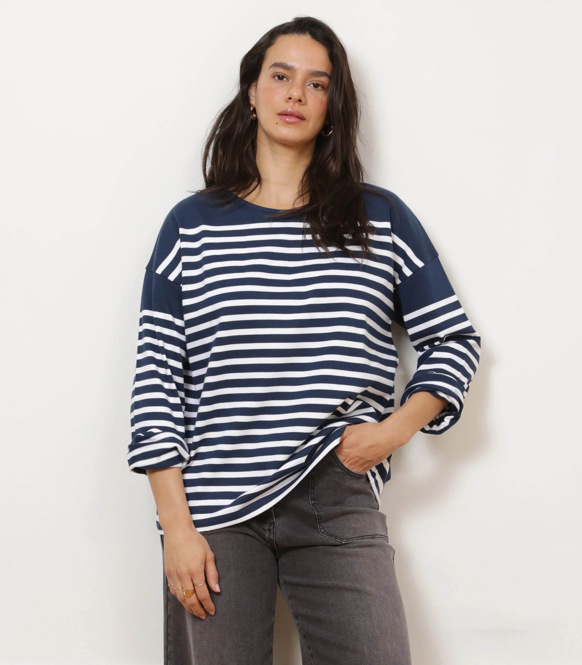 Marianne Stripe Breton Tee - Midnight - Image 4