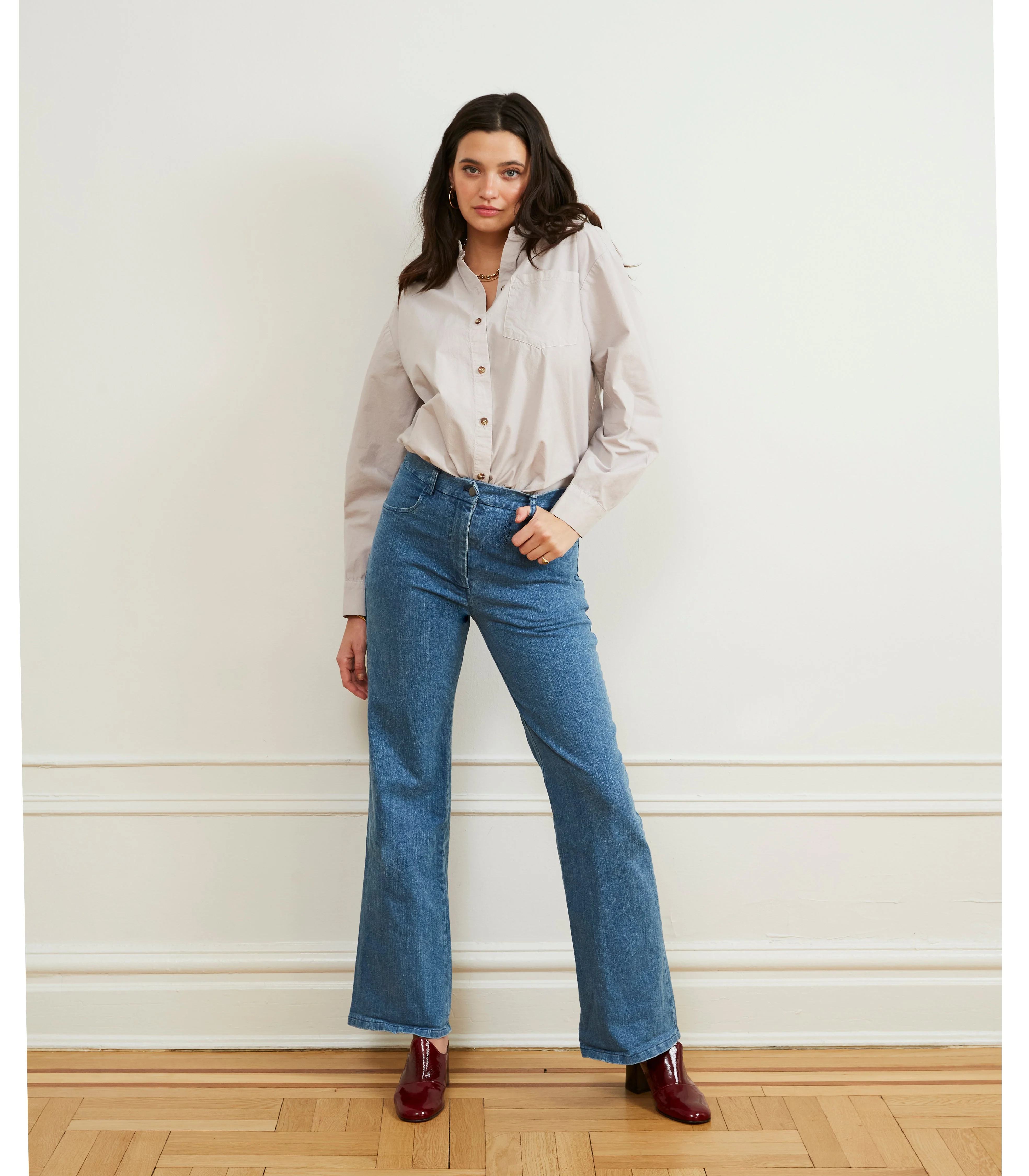Marie Flare Leg Jeans - Light Indigo - Image 3