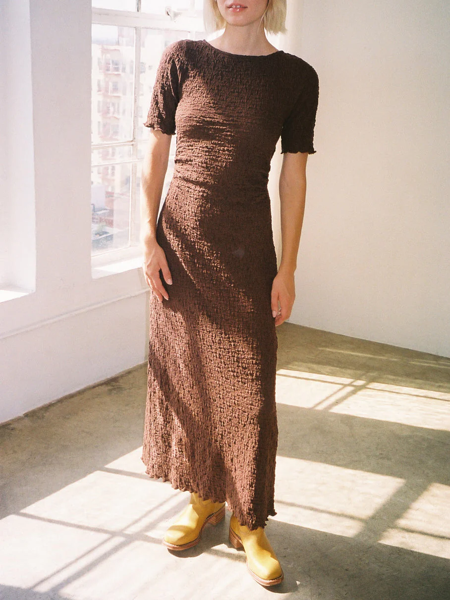 Maya Short Sleeve Dress - Mocha - Image 3
