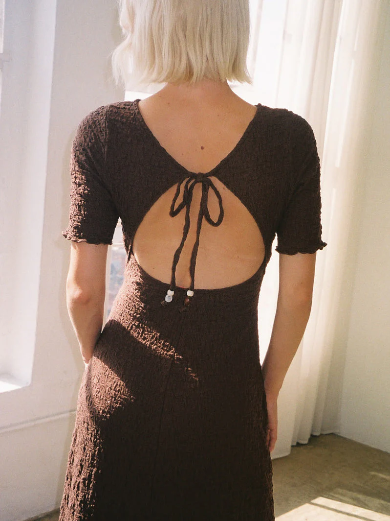 Maya Short Sleeve Dress - Mocha - Image 4