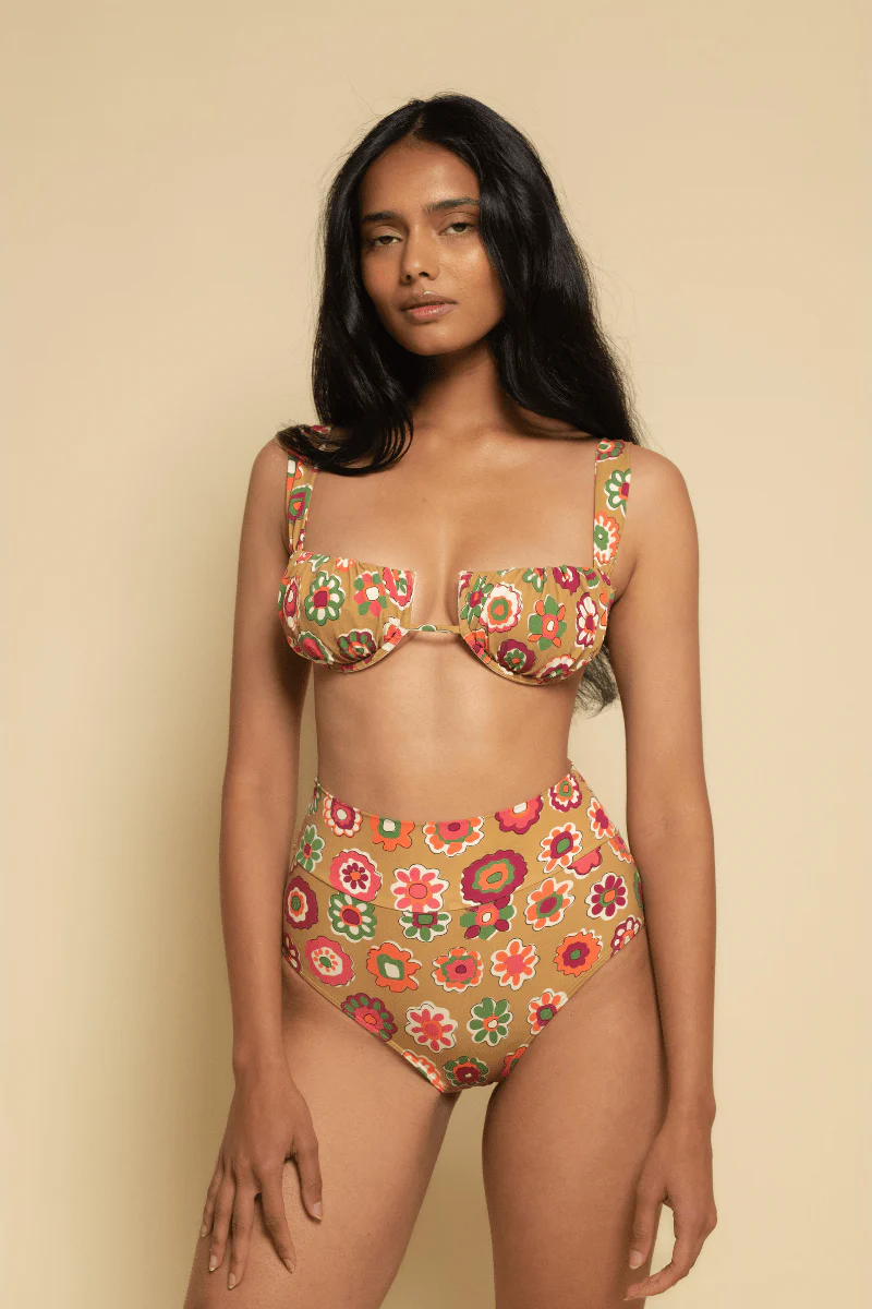 Mazzy Floral Added Coverage High Rise Bikini Bottom