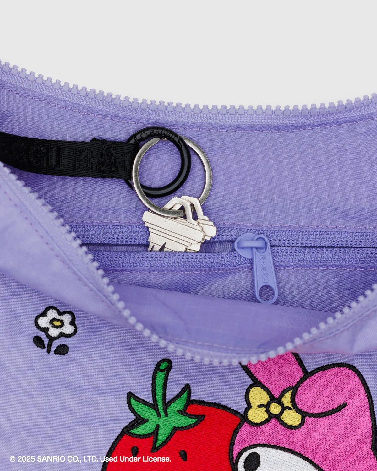 Medium Nylon Crescent Bag - Embroidered My Melody Strawberry - Image 3