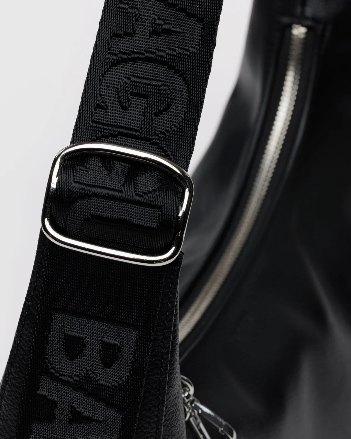 Medium Recycled Leather Crescent Bag - Black - Image 4
