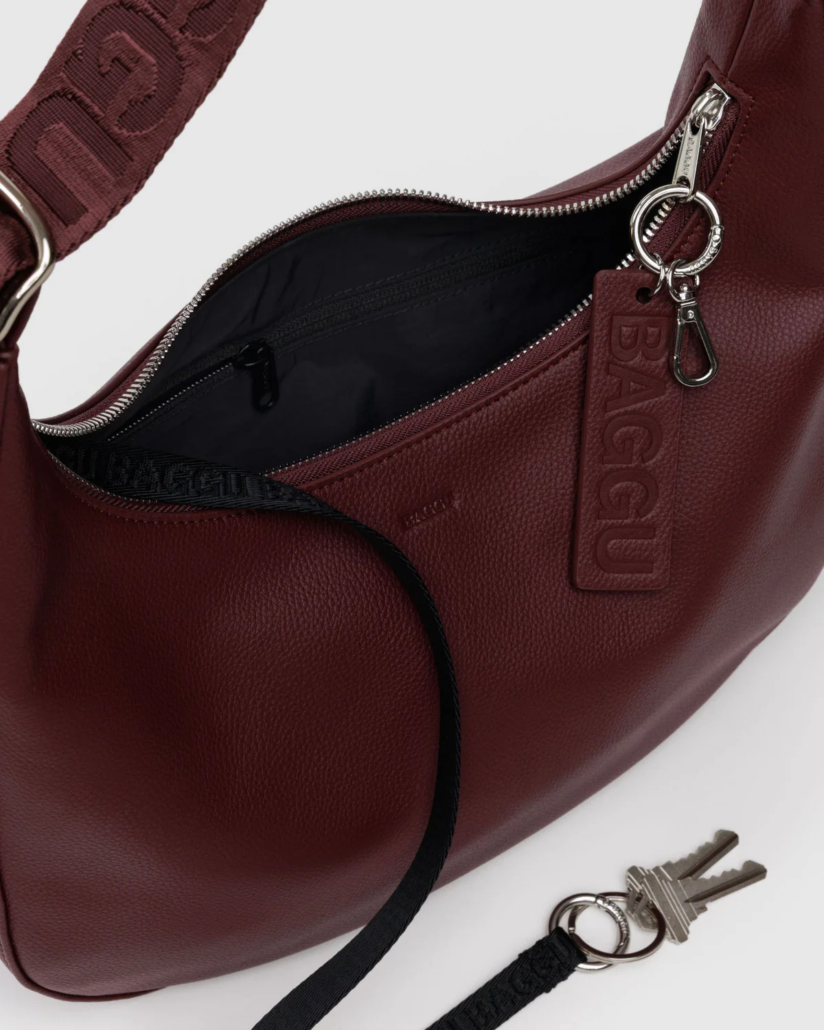 Medium Recycled Leather Crescent Bag - Mahogany - Image 4