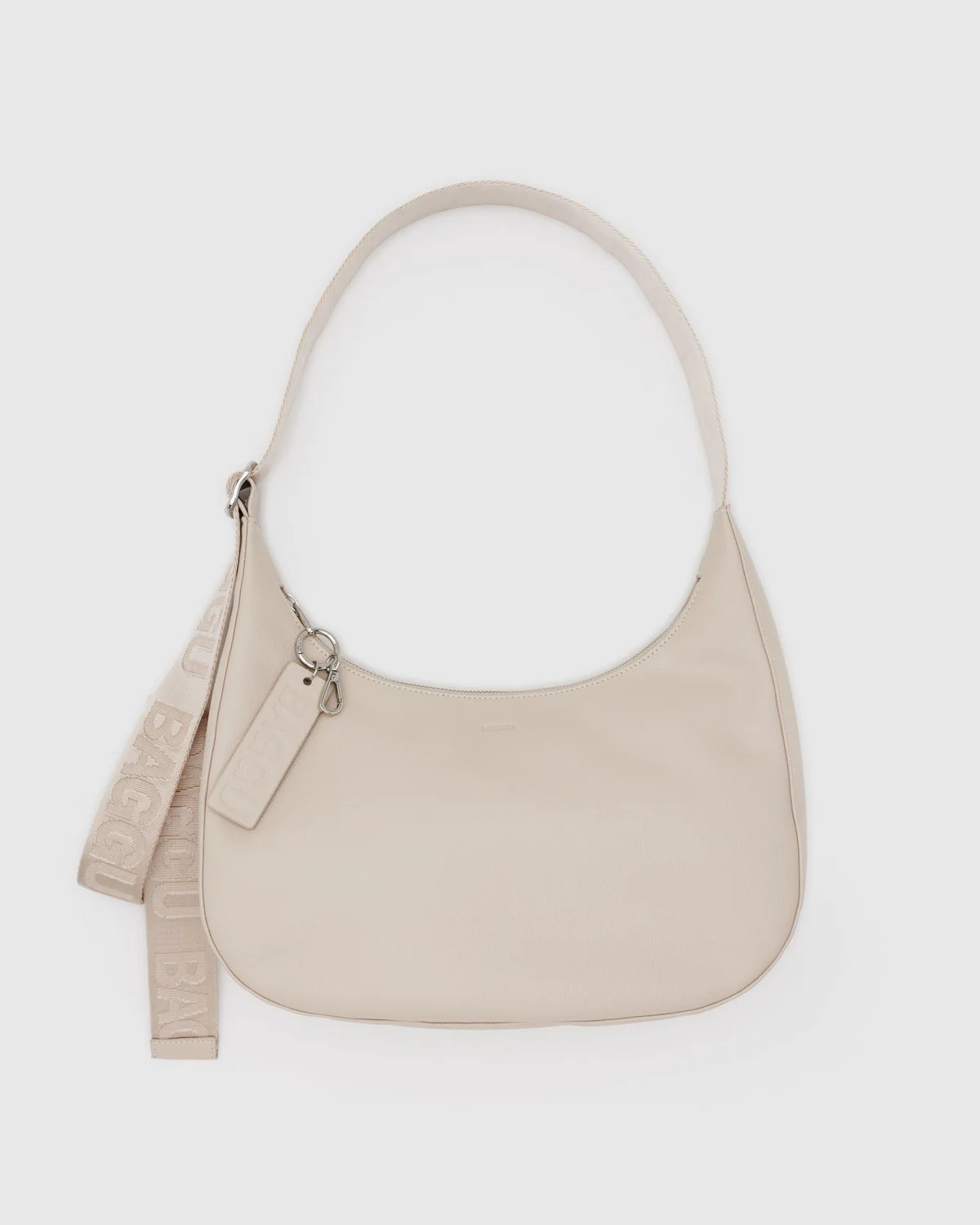 Medium Recycled Leather Crescent Bag - Stone