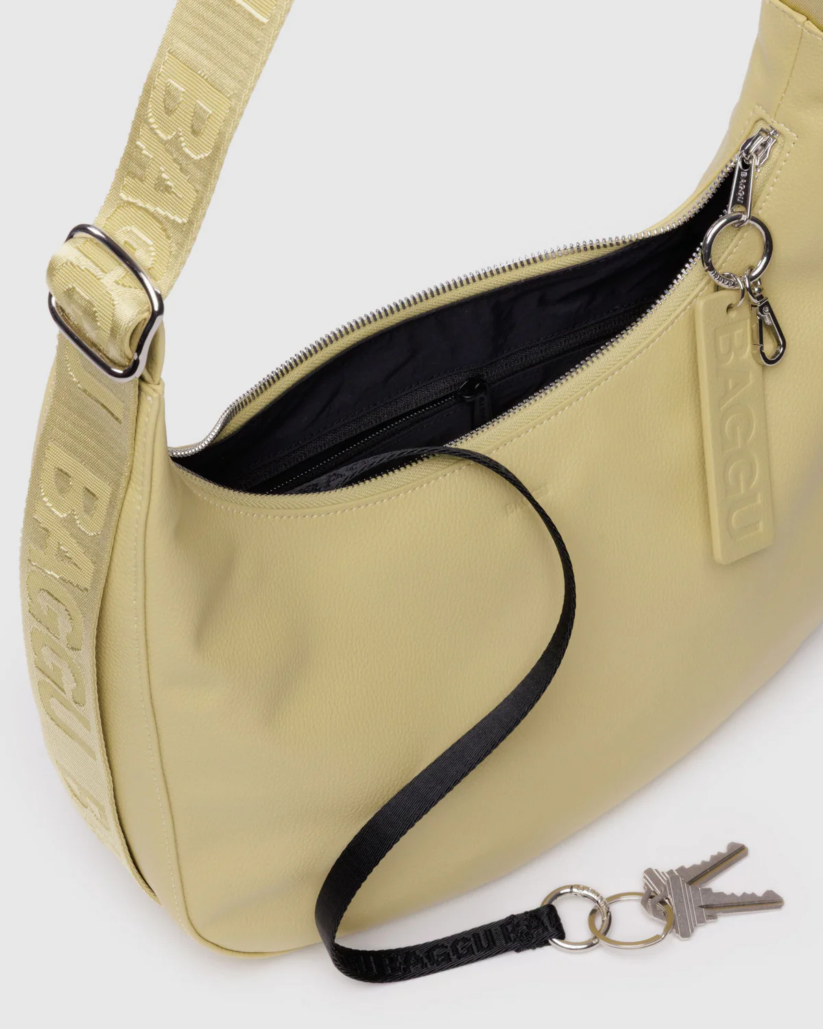 Medium Recycled Leather Crescent Bag - Straw - Image 3