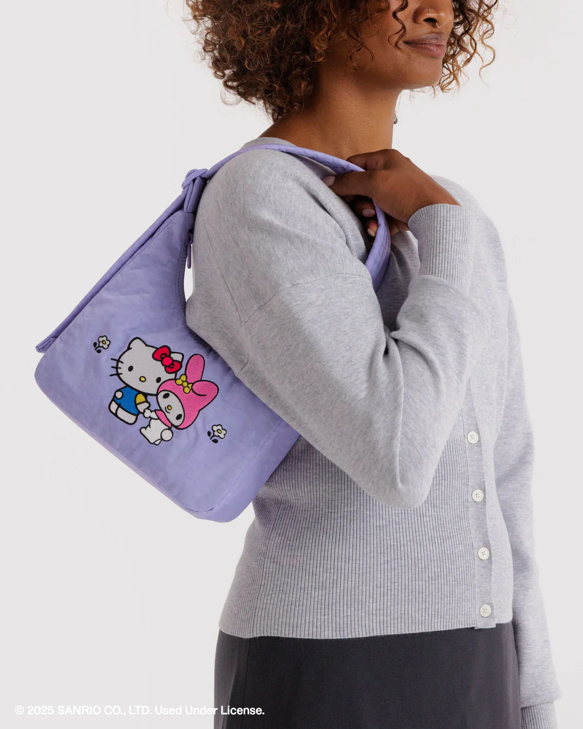 Mini Nylon Shoulder Bag - Embroidered Hello Kitty & My Melody - Image 2