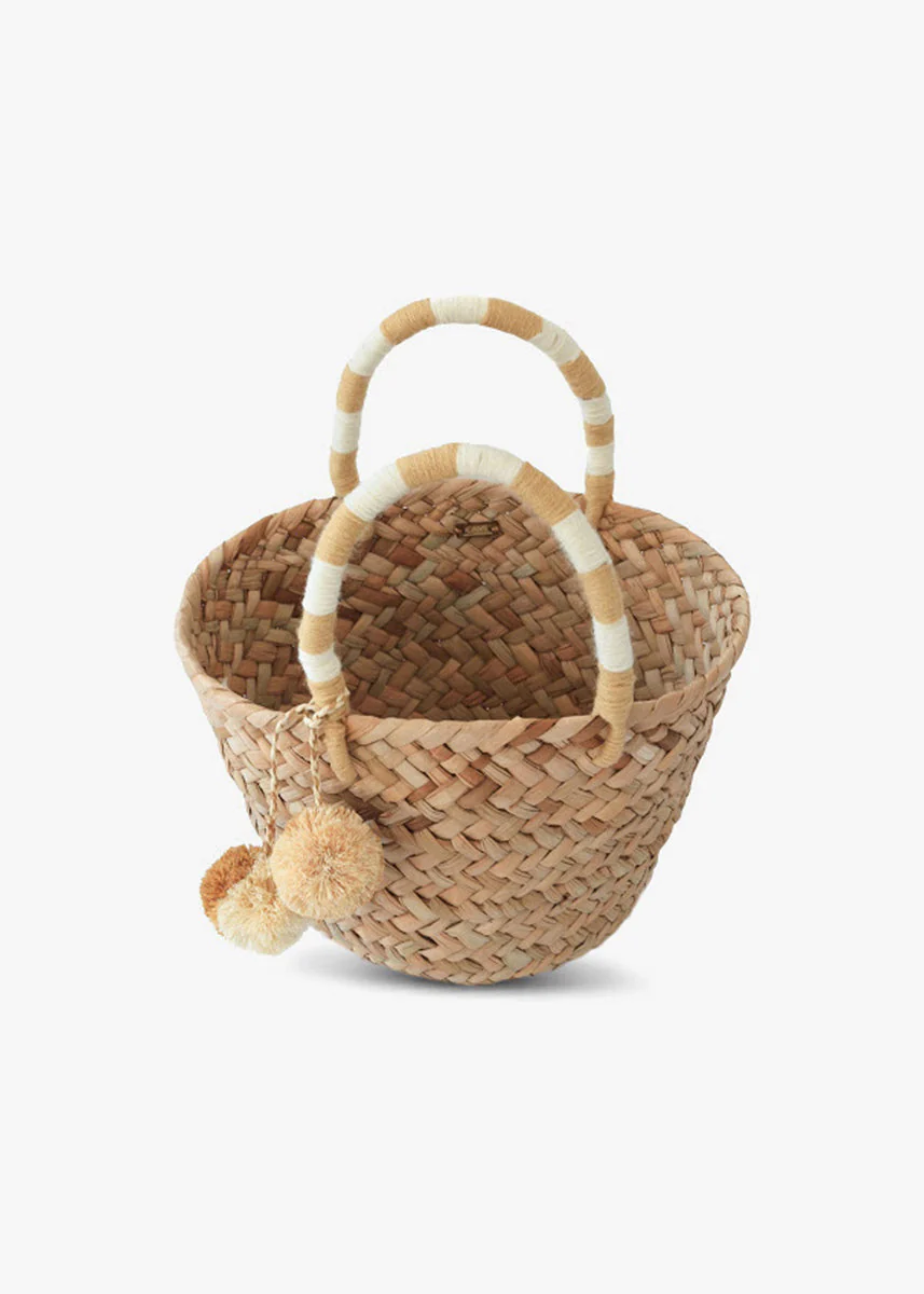 Mini St Tropez Pom Pom Straw Tote - Image 2