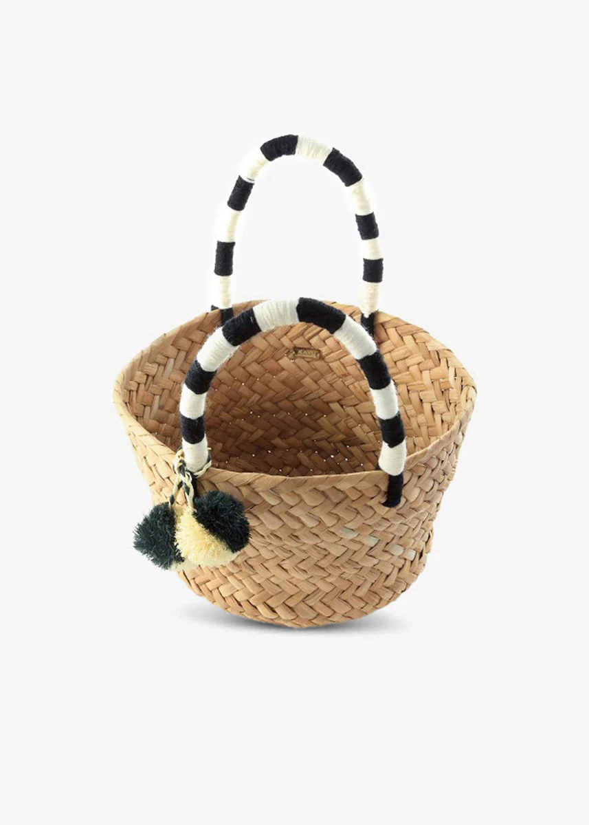 Mini St Tropez Pom Pom Straw Tote - Image 2