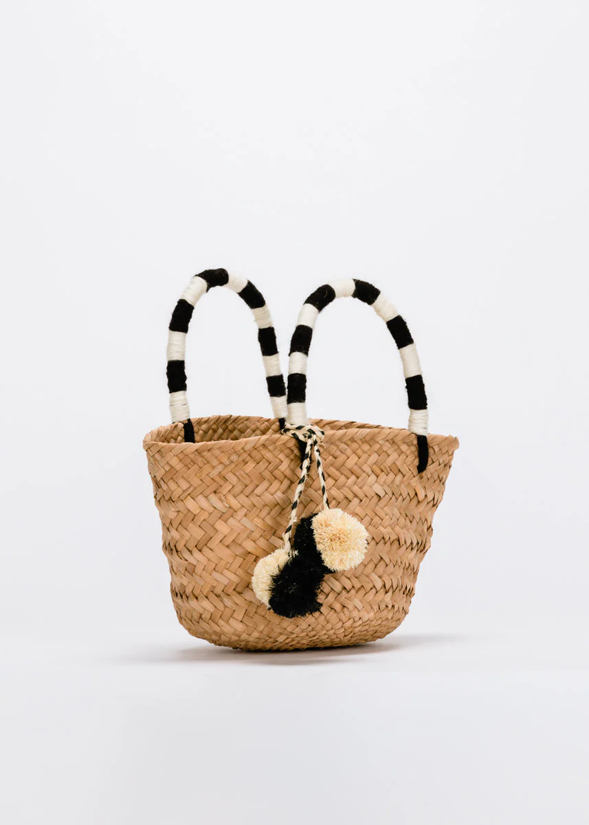 Mini St Tropez Pom Pom Straw Tote - Image 3