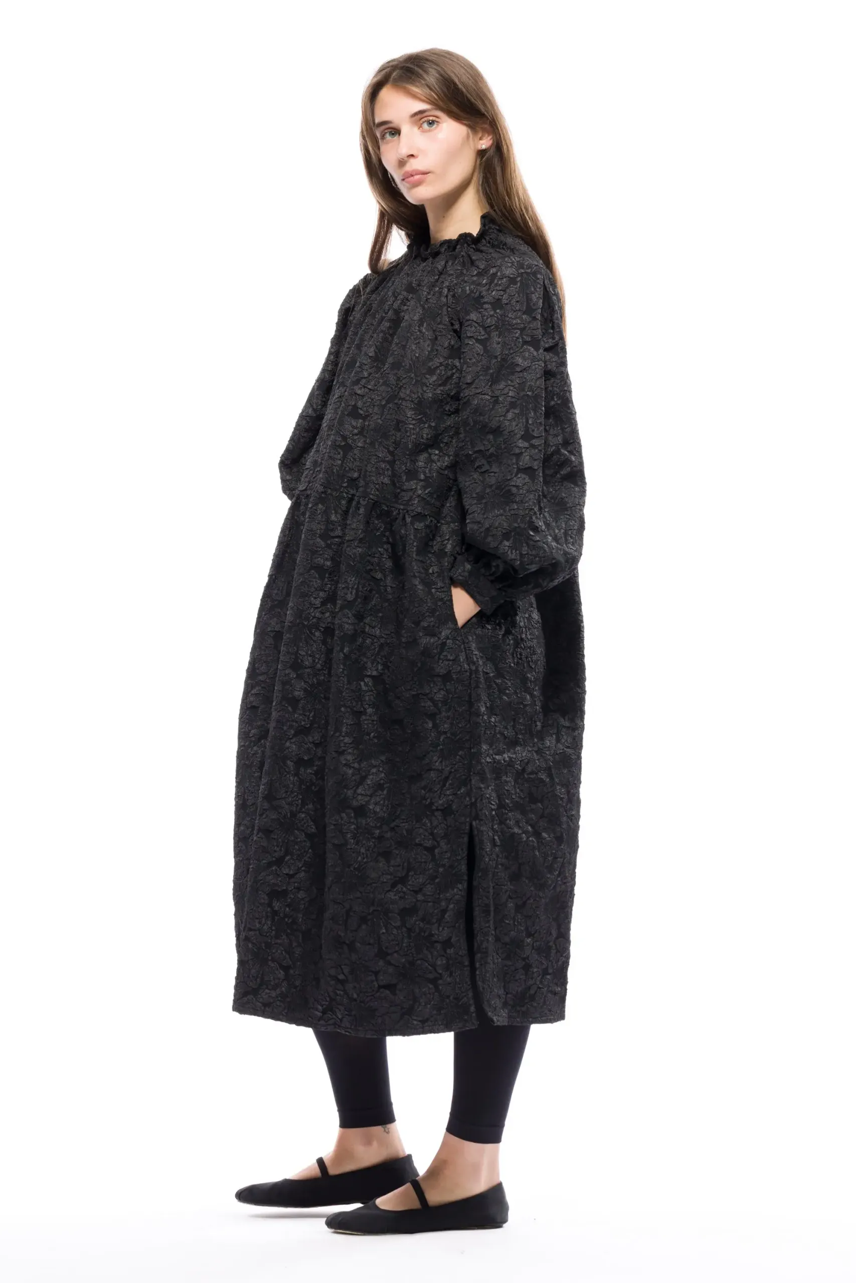 Moonrise Dress (Jacquard Brocade) - Black Brocade - Image 4