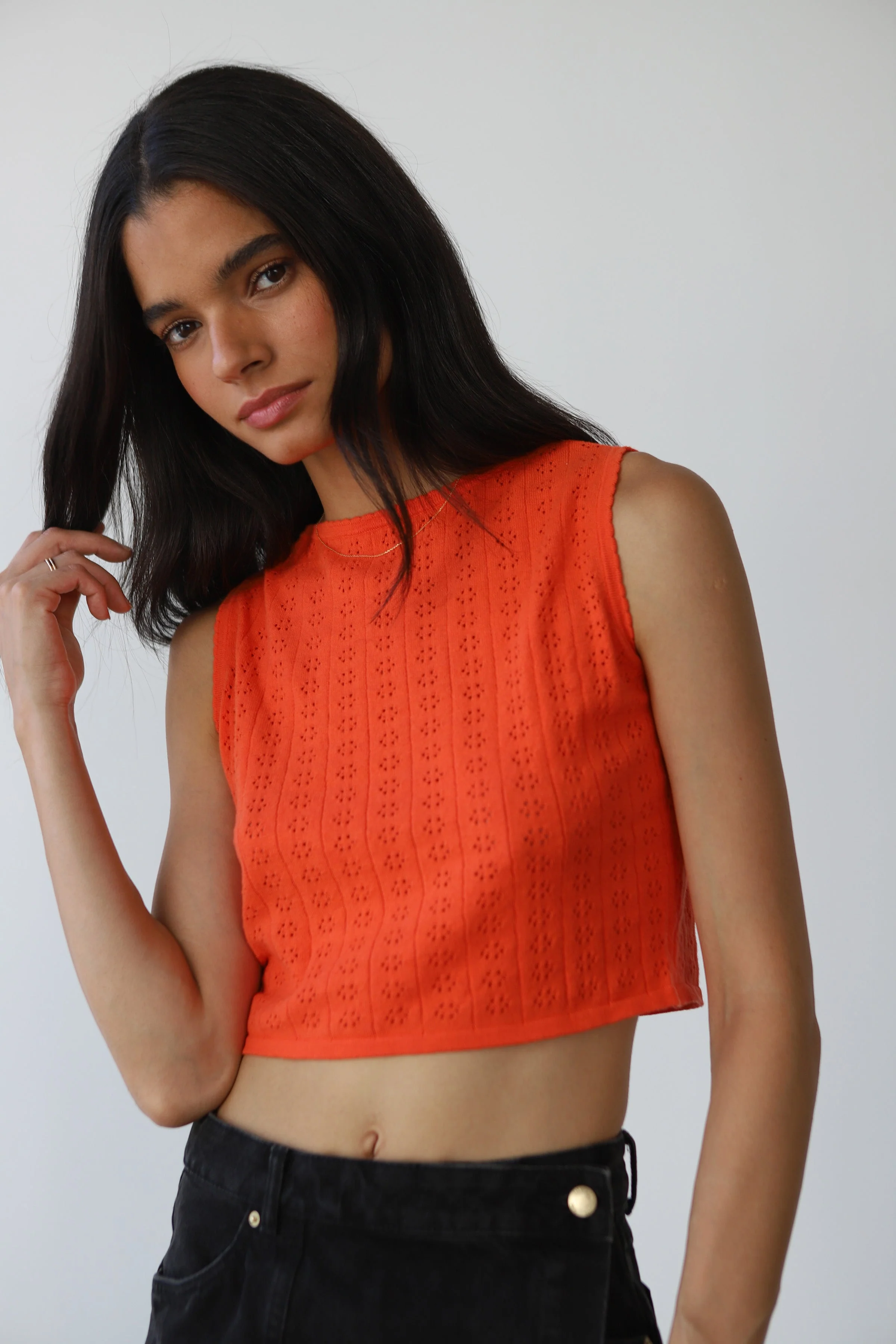 Nerissa Pointelle Tank - Poppy - Image 2