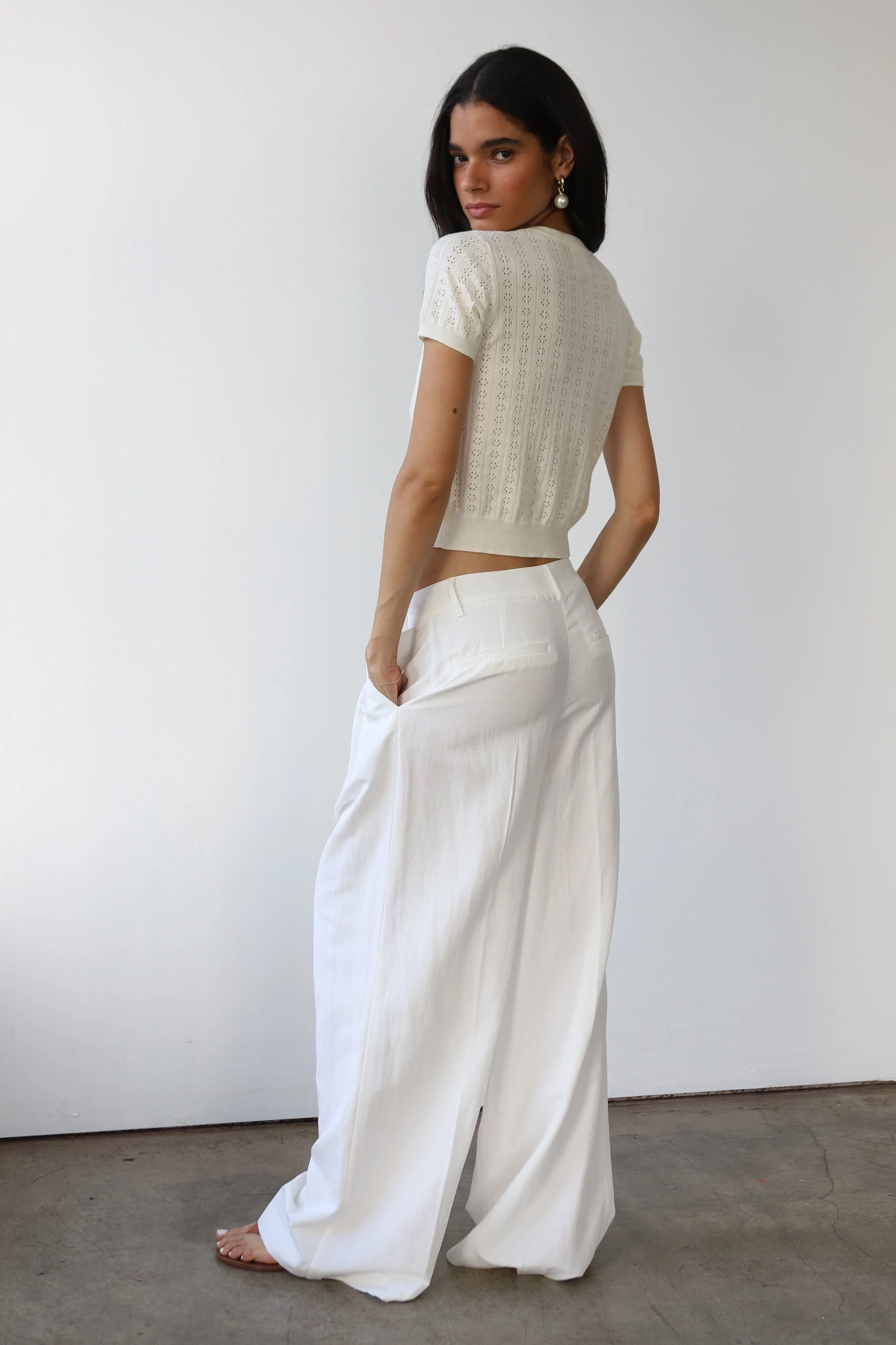 Nerissa Pointelle Tee - Creme - Image 2