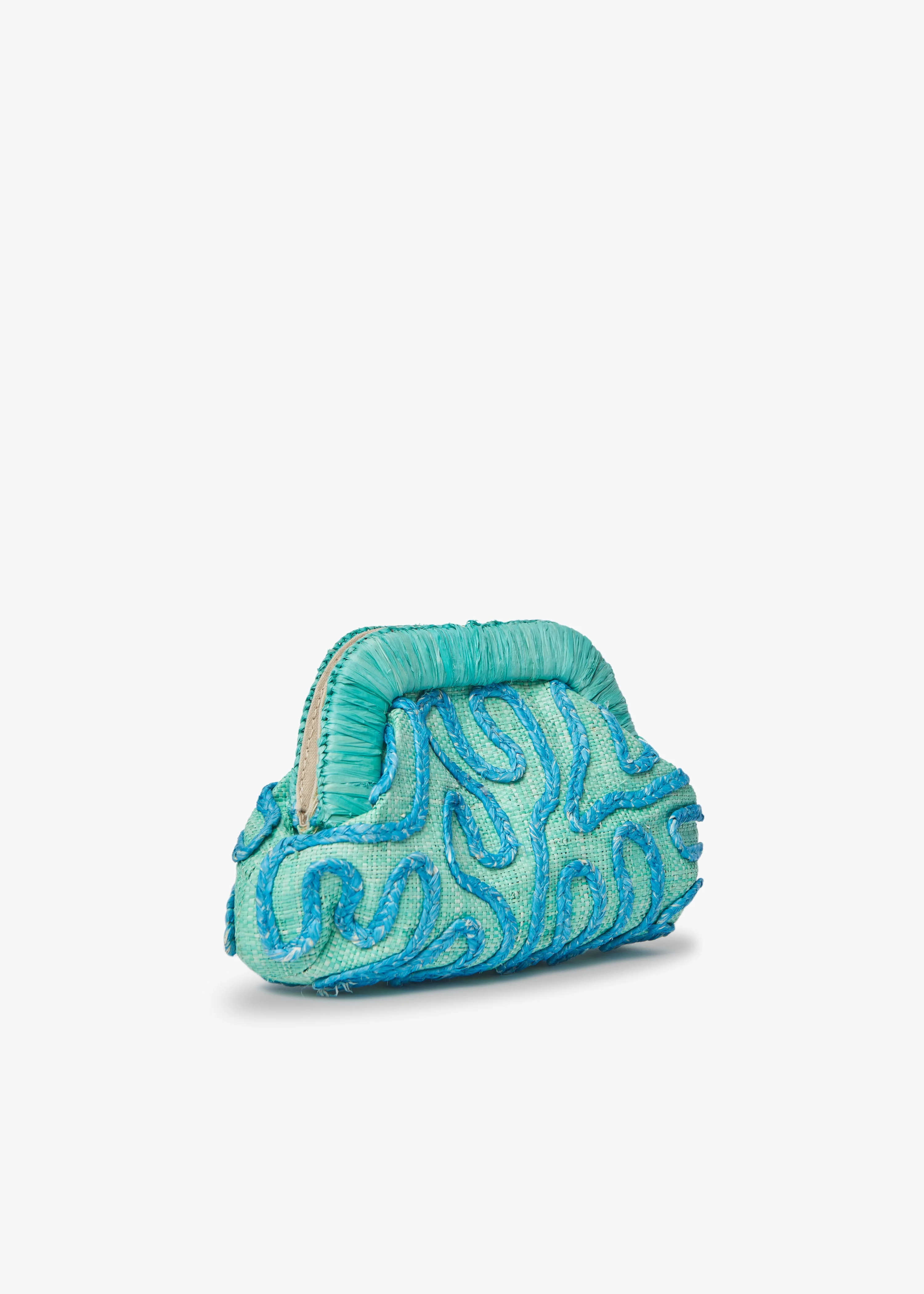 Noemi Embroidered Straw Clutch Bag - Image 3