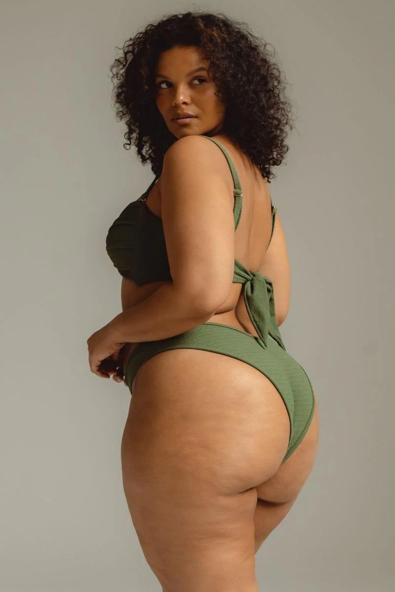 Olive Micro Scrunch Tori Bandeau Bikini Top - Image 7