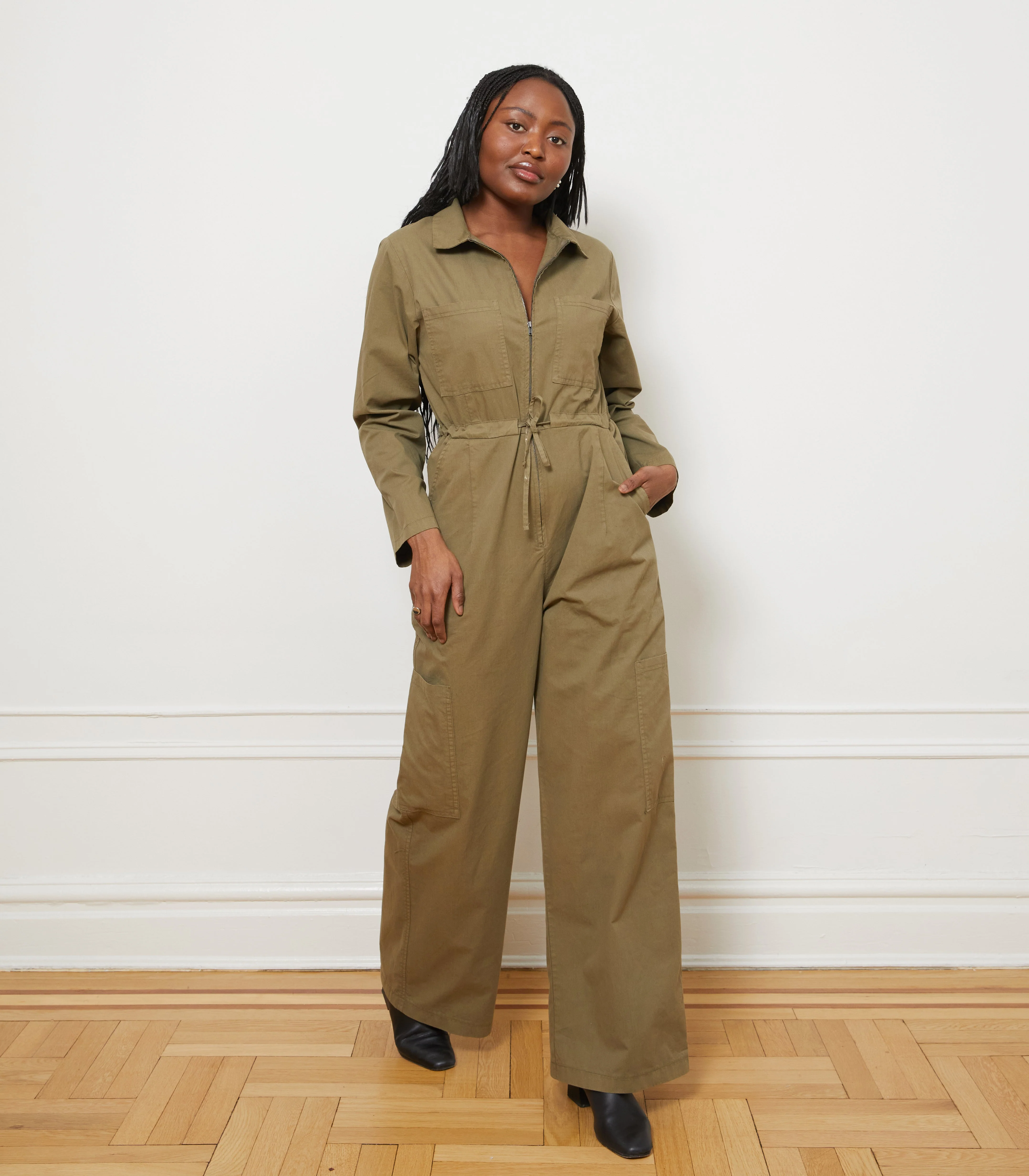 Spencer Cargo Zip Jumpsuit - Olive - Image 3