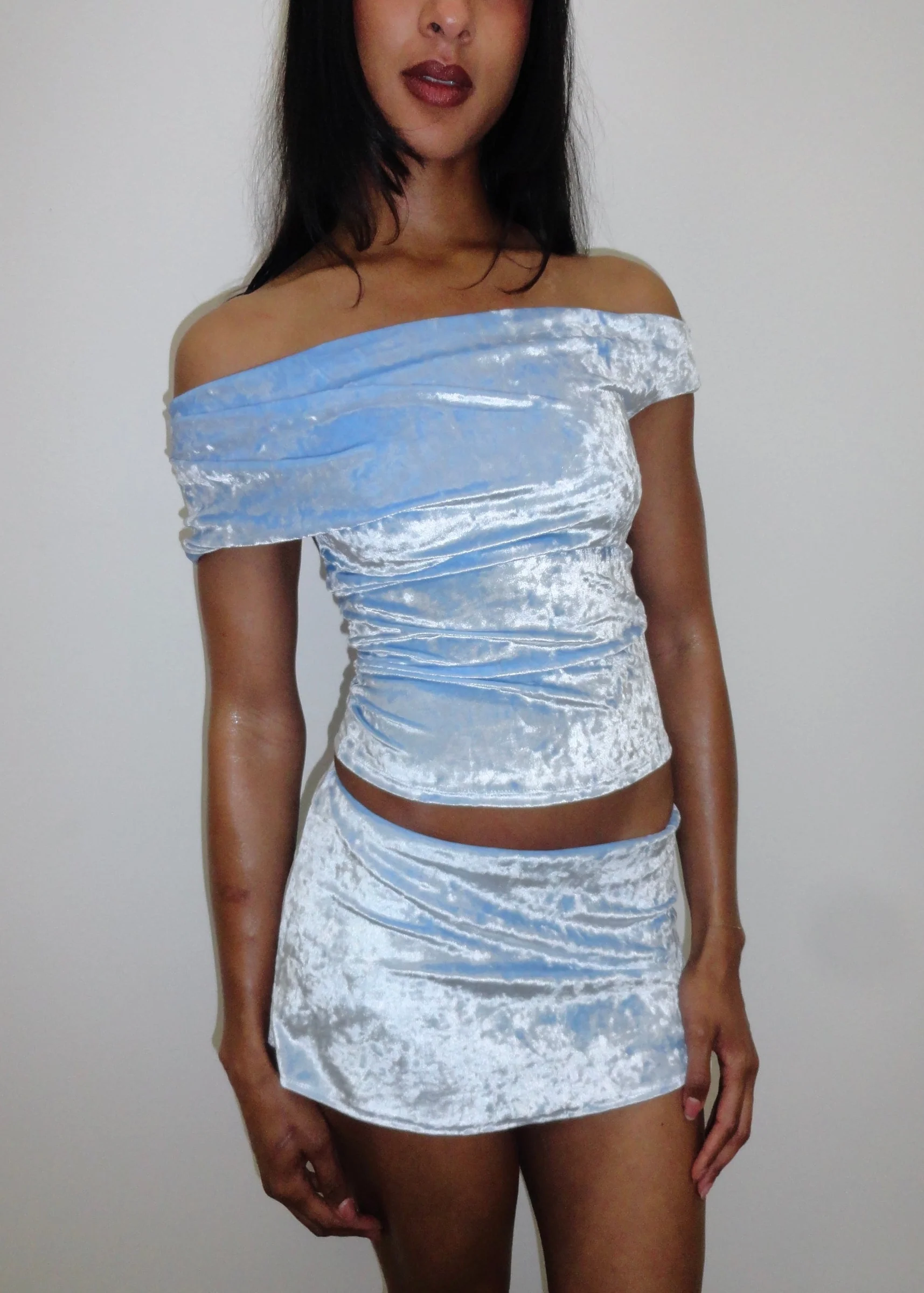 Olympia Top - Powder Blue Velvet - Image 3